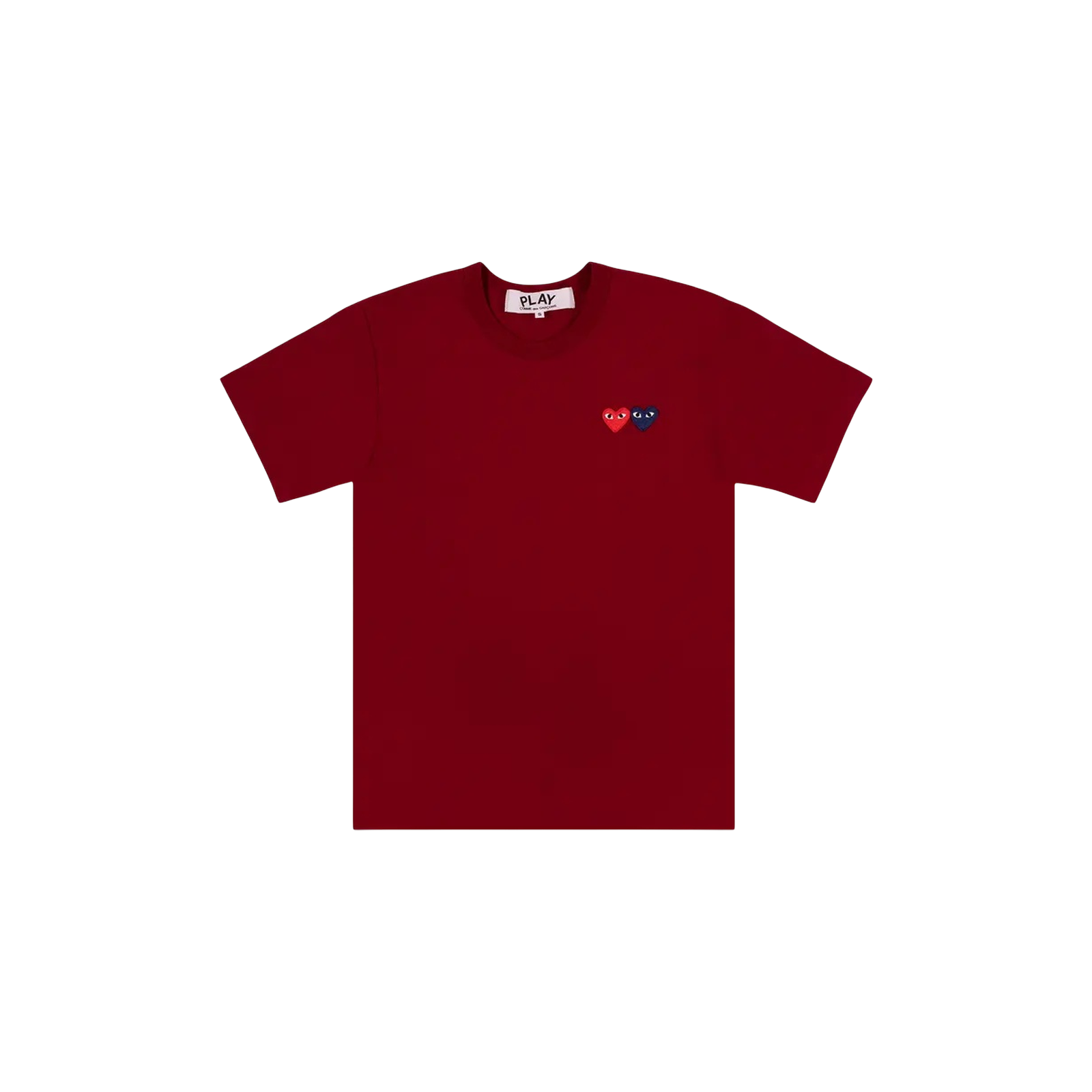 PLAY DOUBLE HEART LOGO SHORT-SLEEVE T-SHIRT « BURGUNDY »