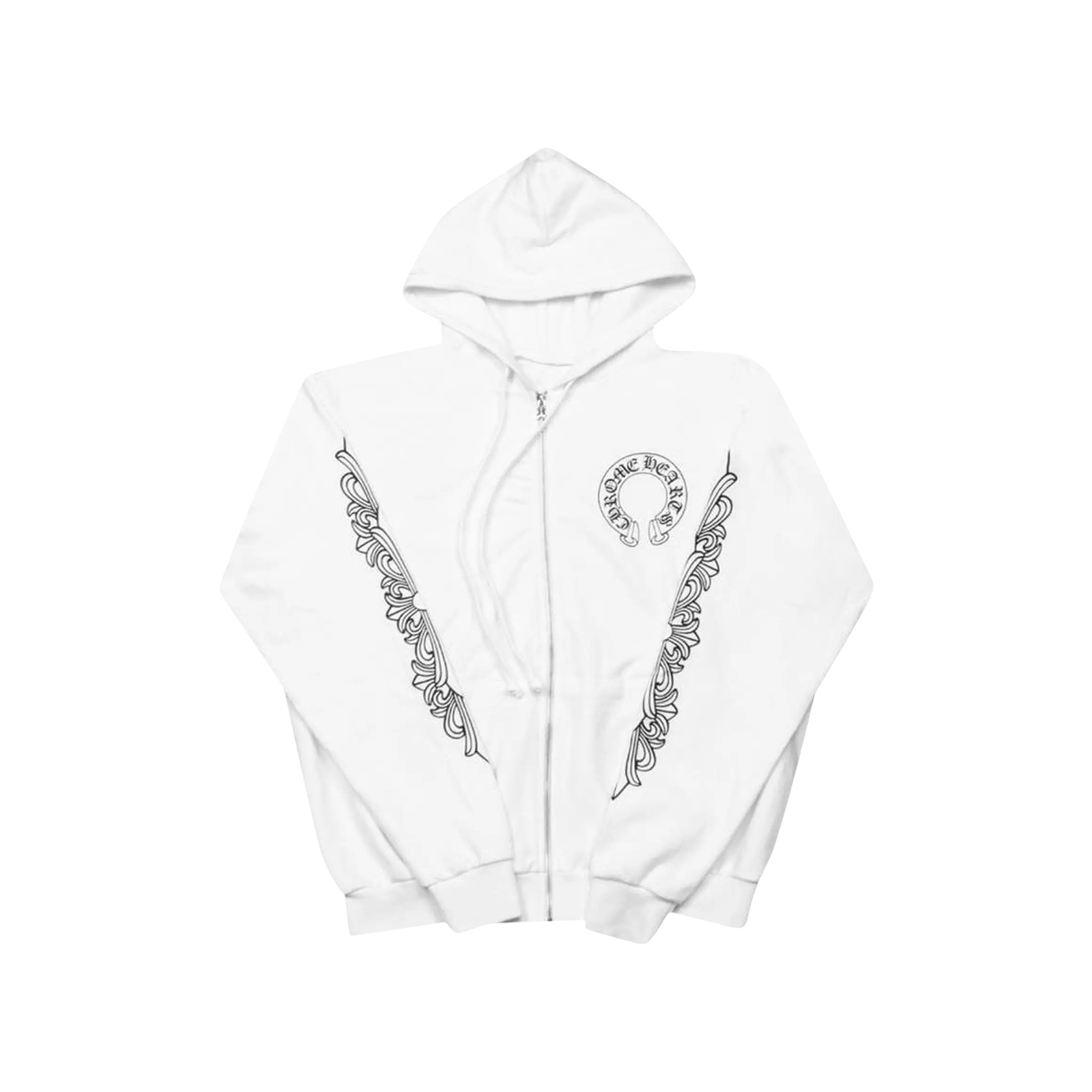 FLORAL CROSS ZIP HOODIE « WHITE »