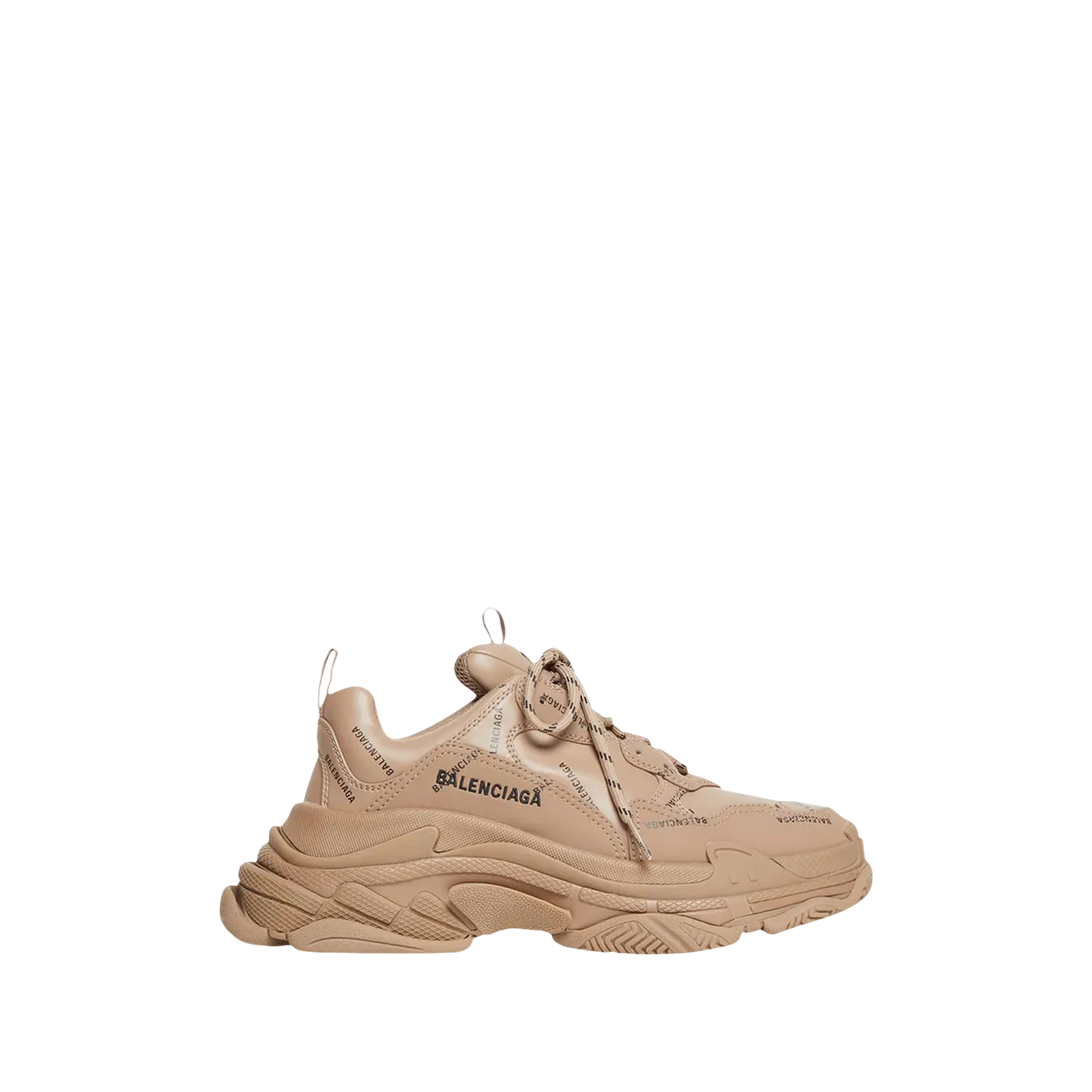 TRIPLE S « ALLOVER LOGO DARK BEIGE »
