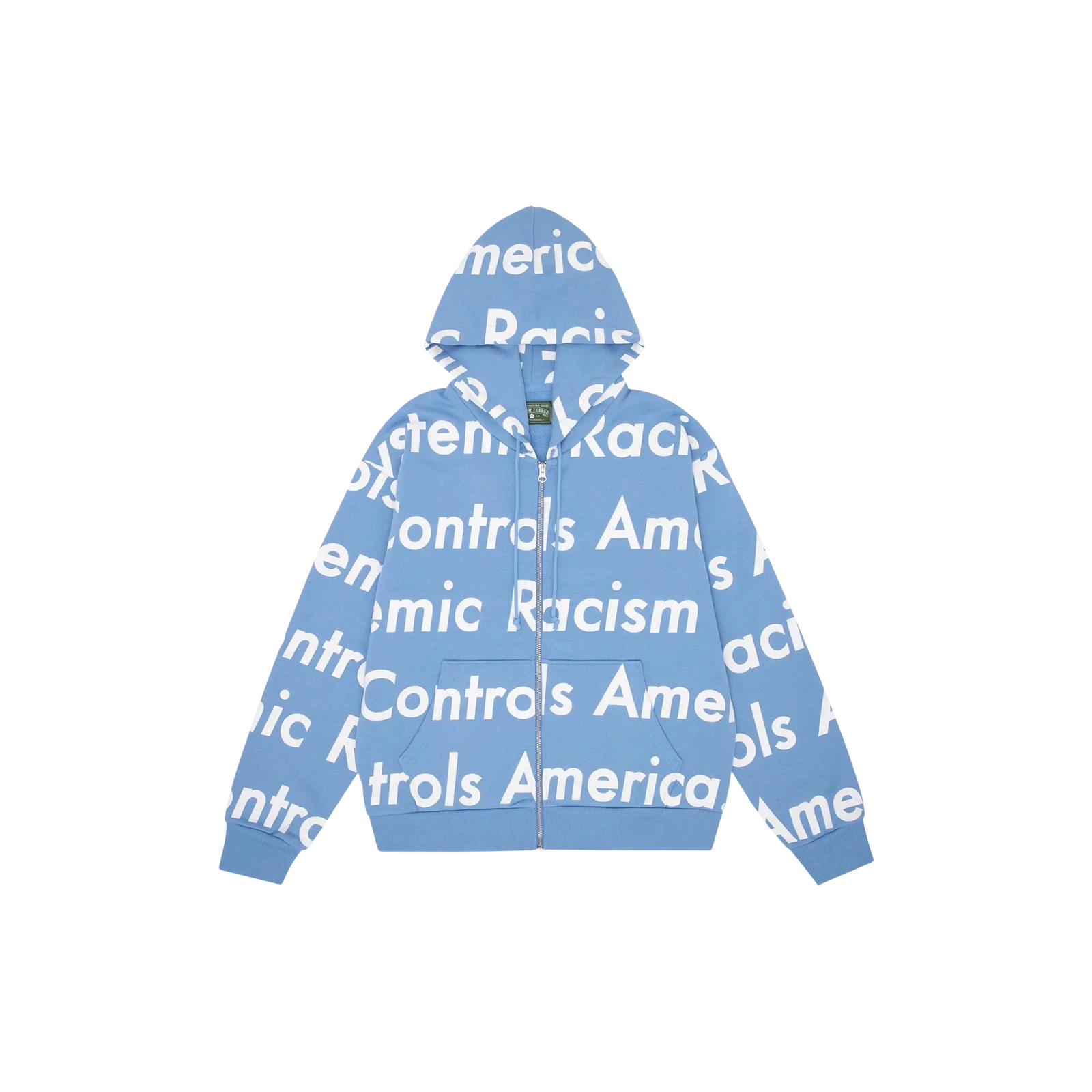 ARTHUR JAFA X SYSTEMIC RACISM CONTROLS AMERICA ZIP UP HOODIE « DUSTY BLUE »