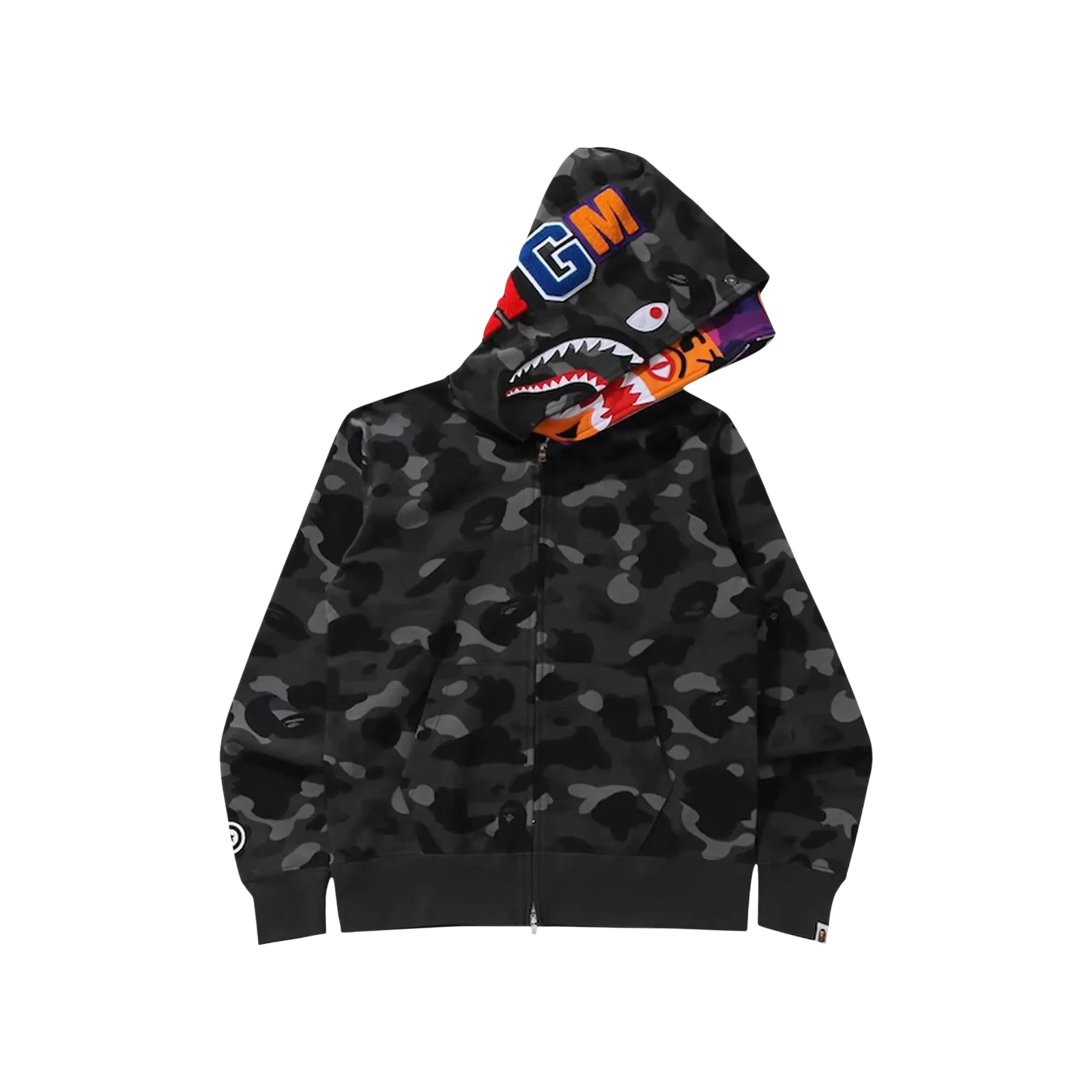 COLOR CAMO TIGER SHARK WIDE FULL ZIP DOUBLE HOODIE « BLACK »