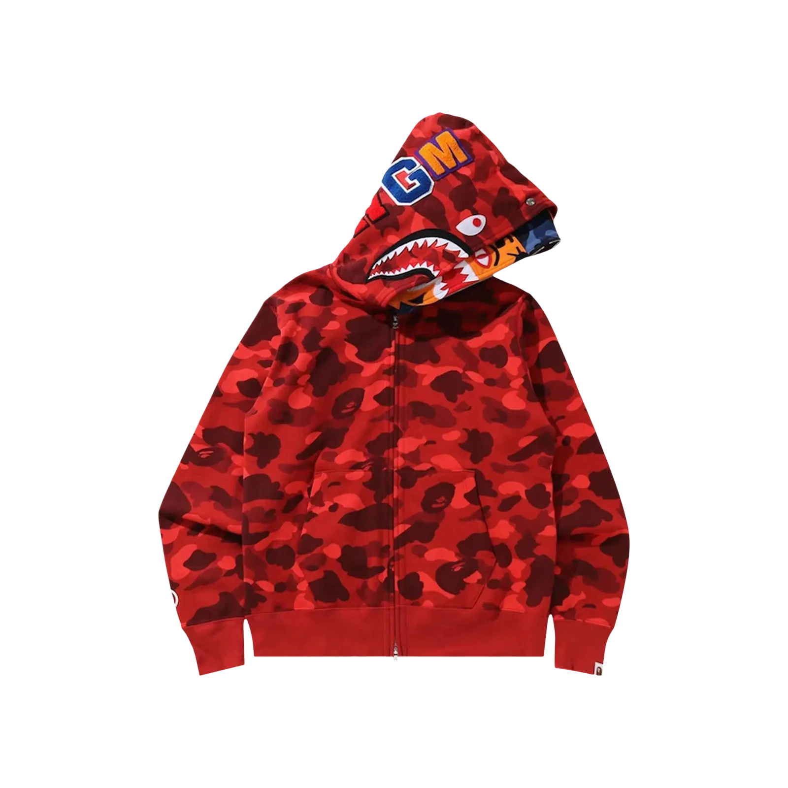 COLOR CAMO TIGER SHARK WIDE FULL ZIP DOUBLE HOODIE « RED »