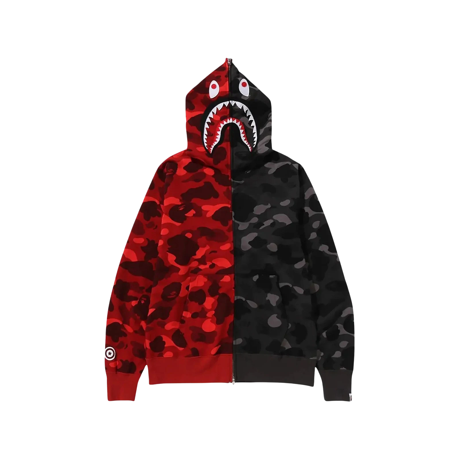 COLOR CAMO SEPARATE SHARK FULL ZIP HOODIE « RED/BLACK »