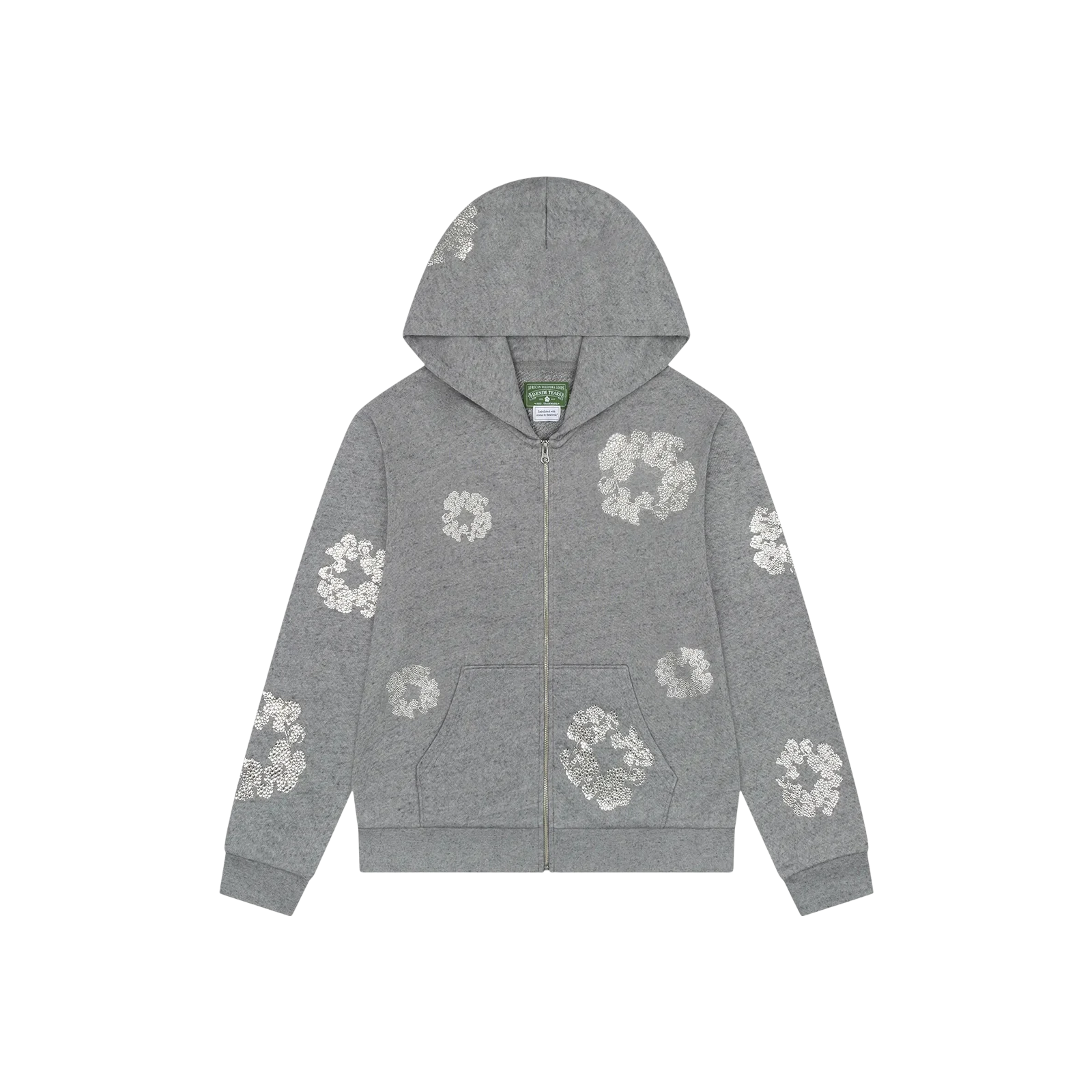 CASHMERE SWAROVSKI COTTON WREATH ZIP HOODIE « GREY »