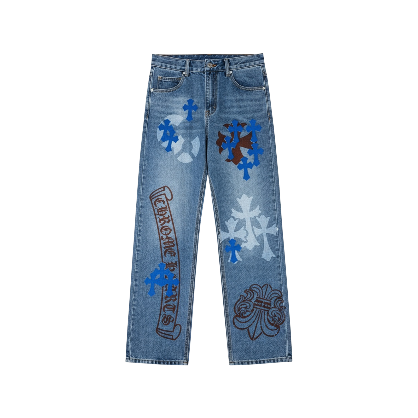 CROSS PATCH FRAGILE JEANS « BLUE BROWN »