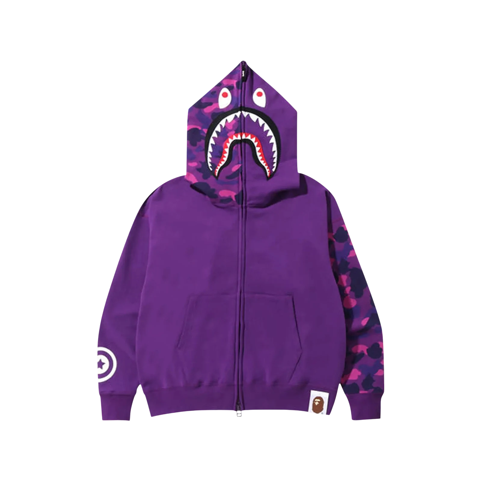 COLOR CAMO GIANT SHARK LOOSE FIT FULL ZIP HOODIE « PURPLE »