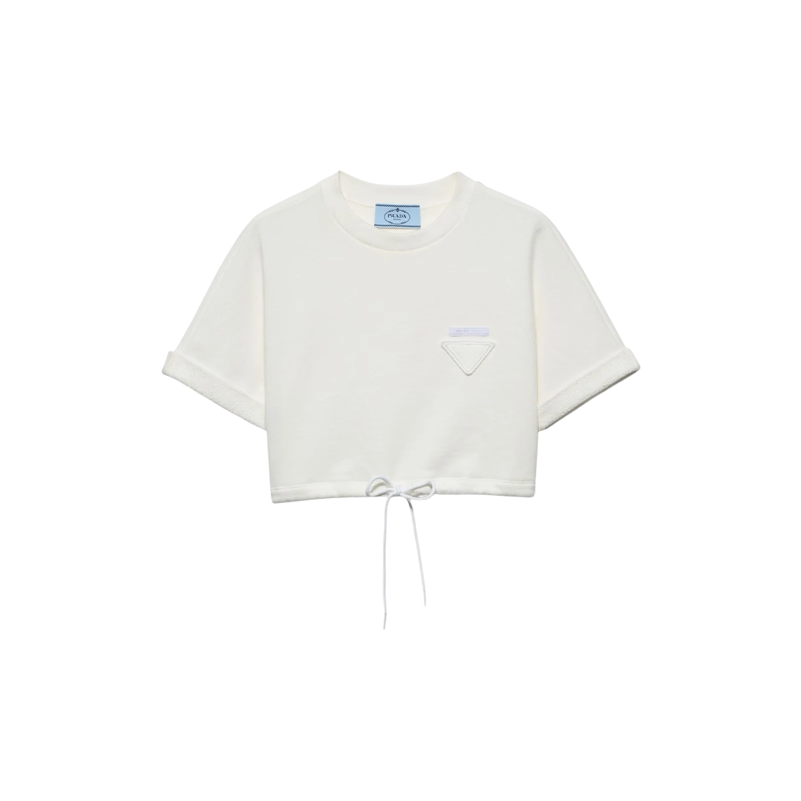 CROPPED COTTON FLEECE T-SHIRT