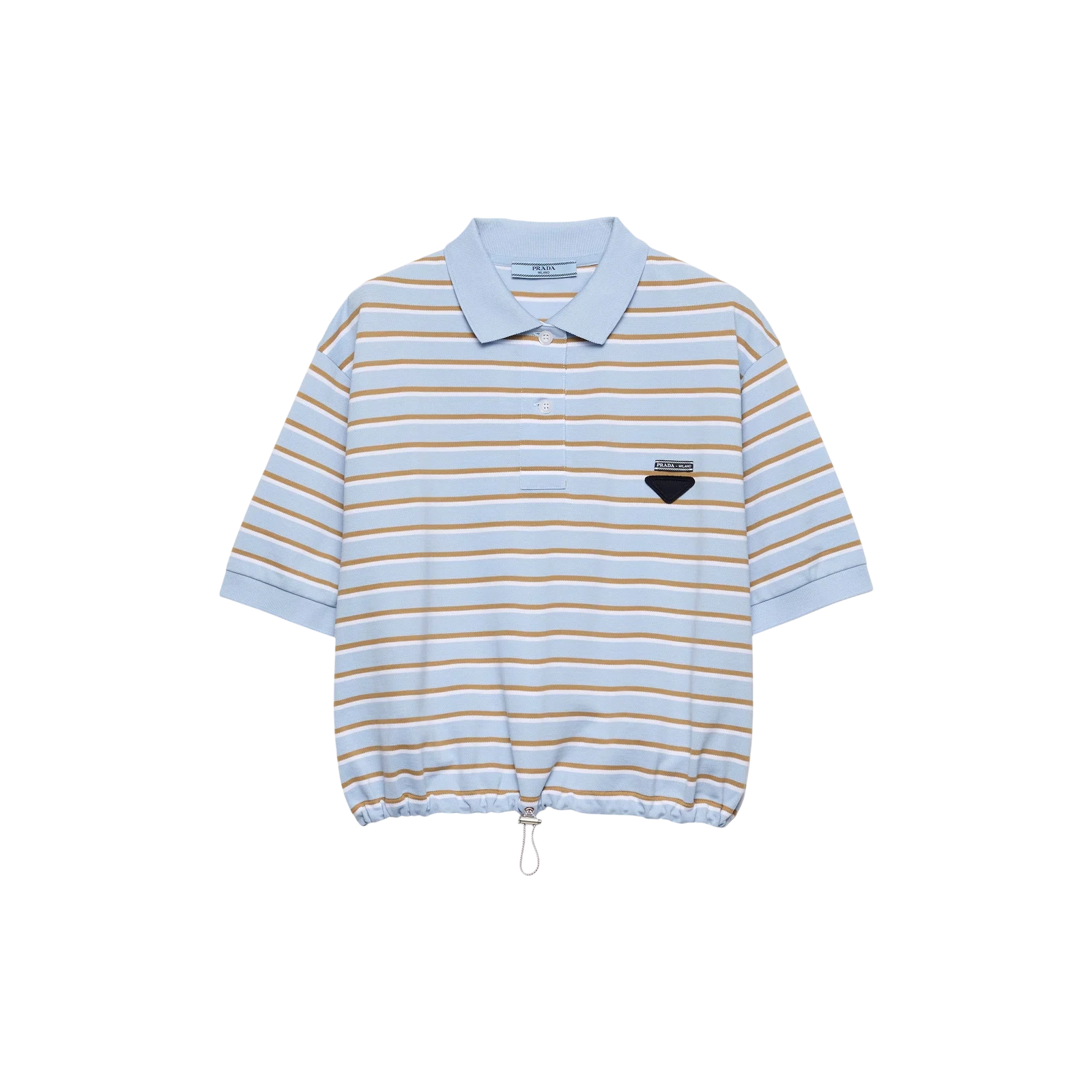 CROPPED STRIPED PIQUÉ POLO SHIRT