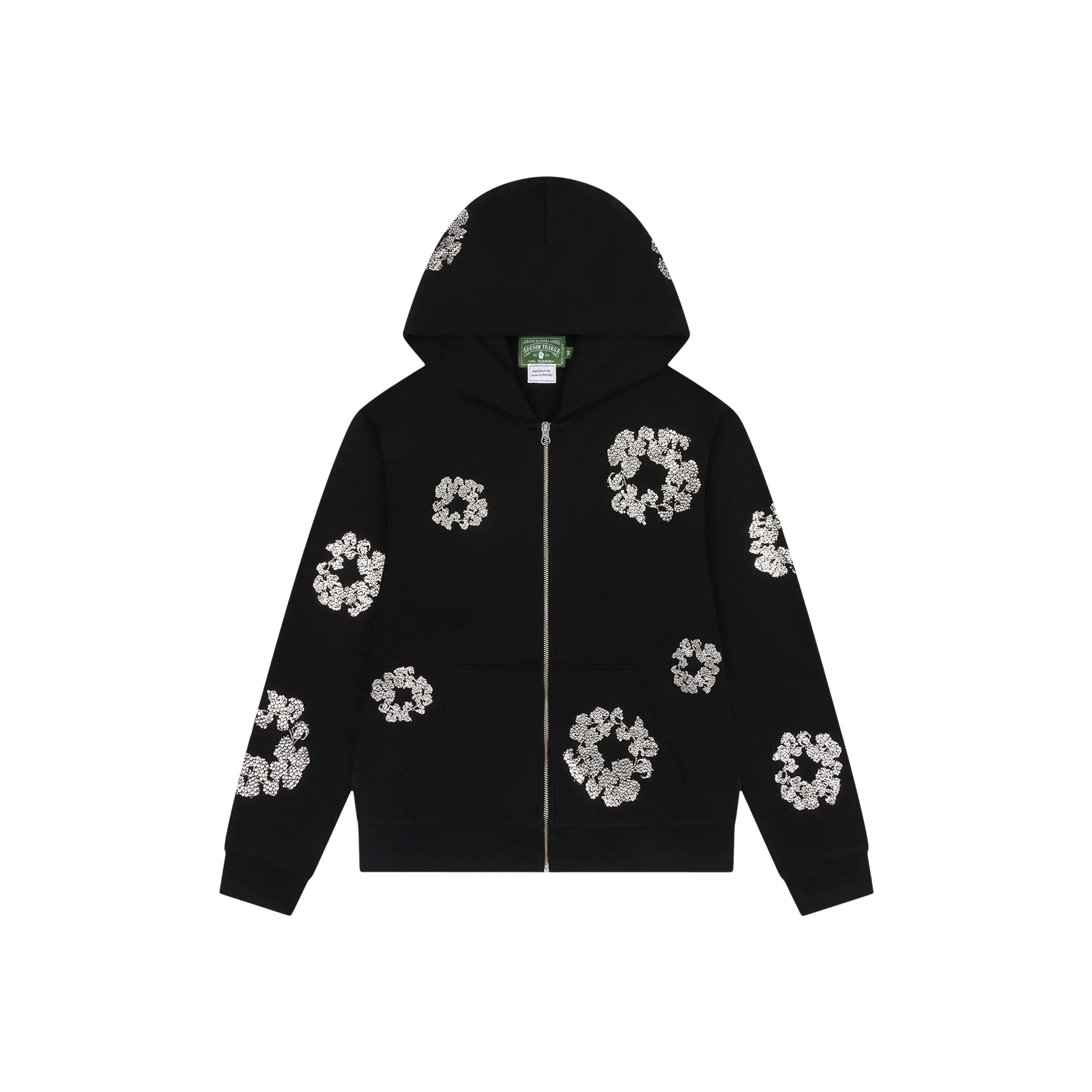 CASHMERE SWAROVSKI COTTON WREATH ZIP HOODIE « BLACK »