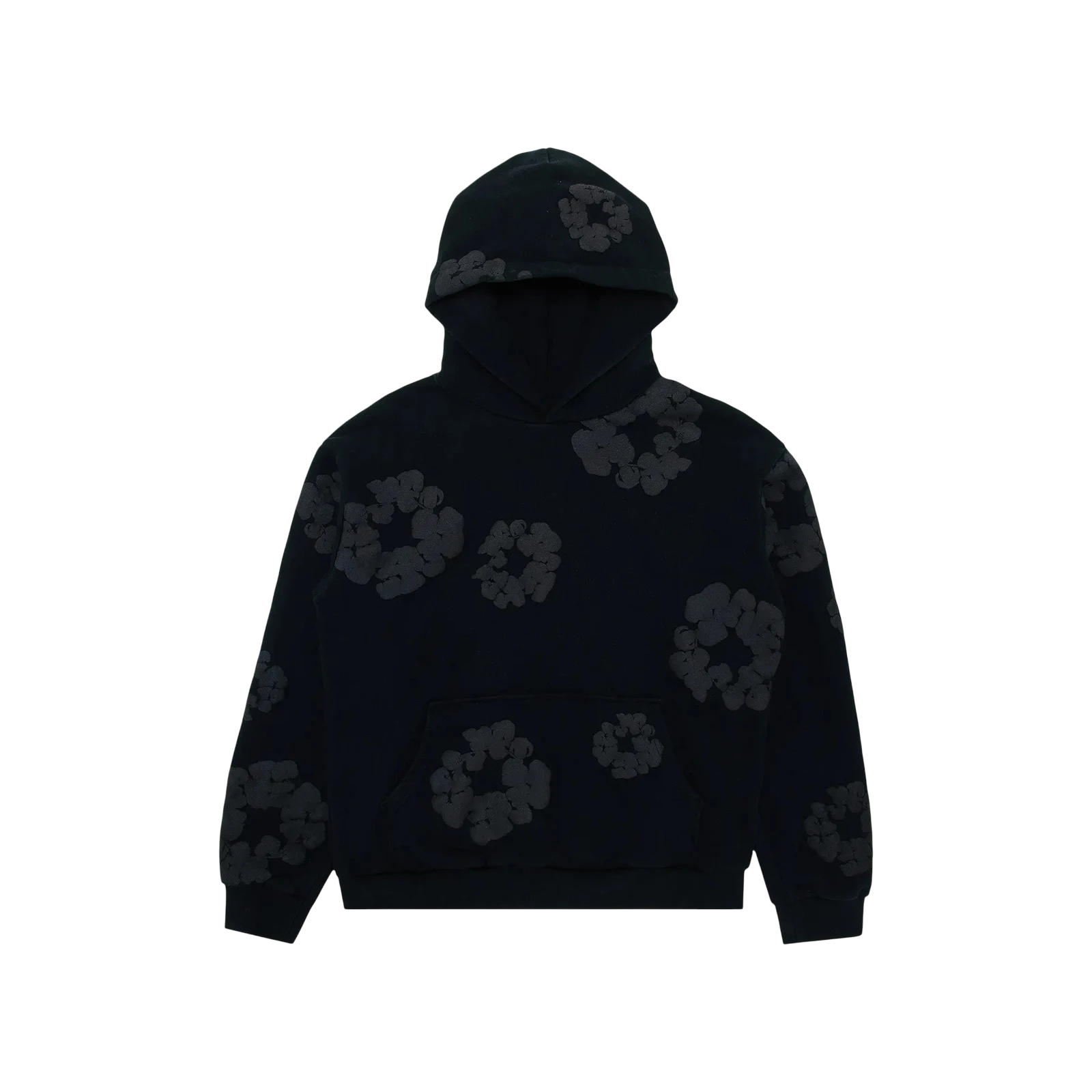 COTTON WREATH HOODED SWEATSHIRT « BLACK MONOCHROME »