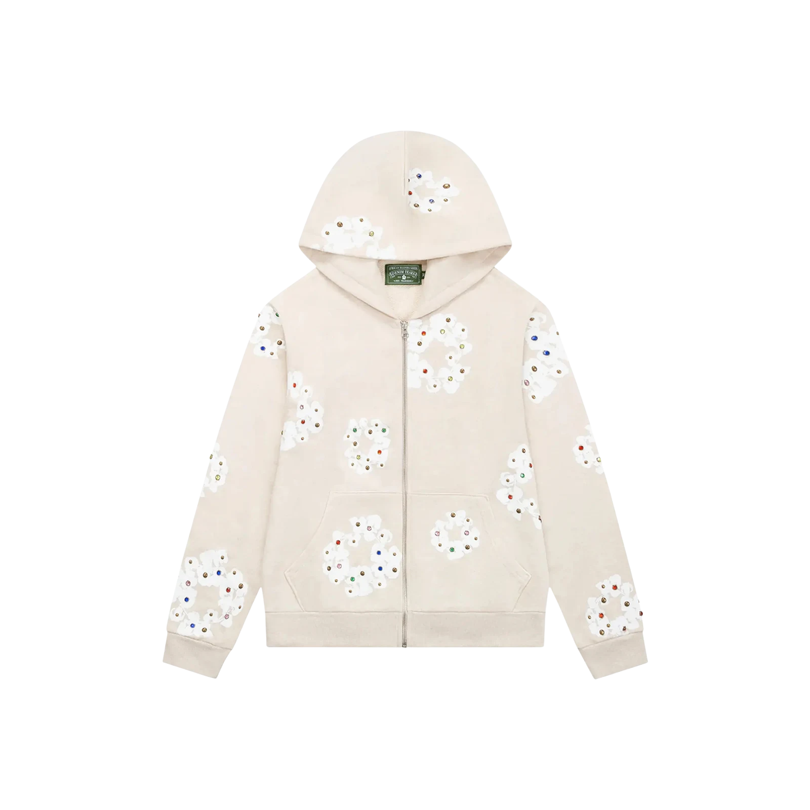 RHINESTONE WREATH ZIP HOODIE « OATMEAL »