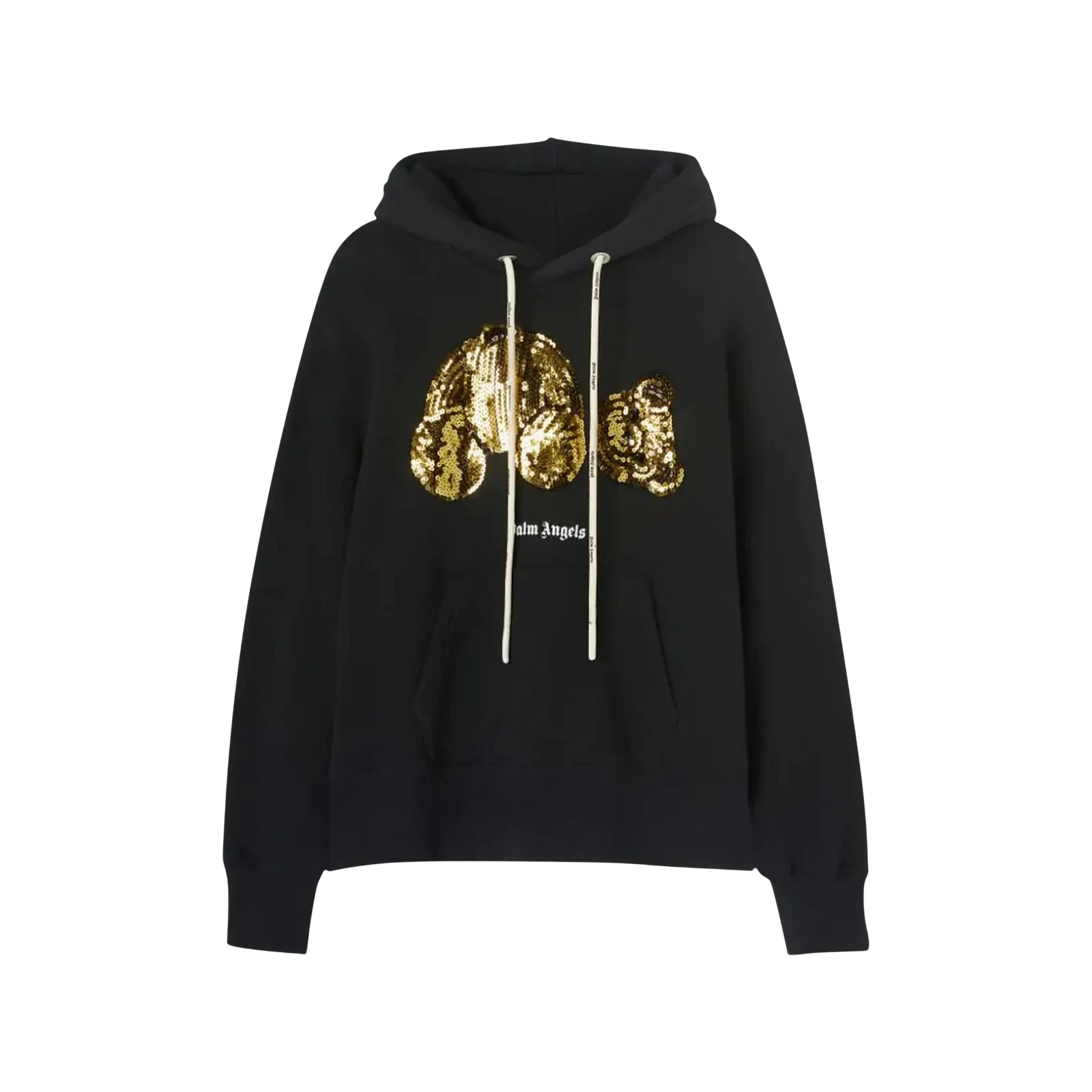 GOLD SEQUINS PA BEAR HOODIE « BLACK/GOLD »