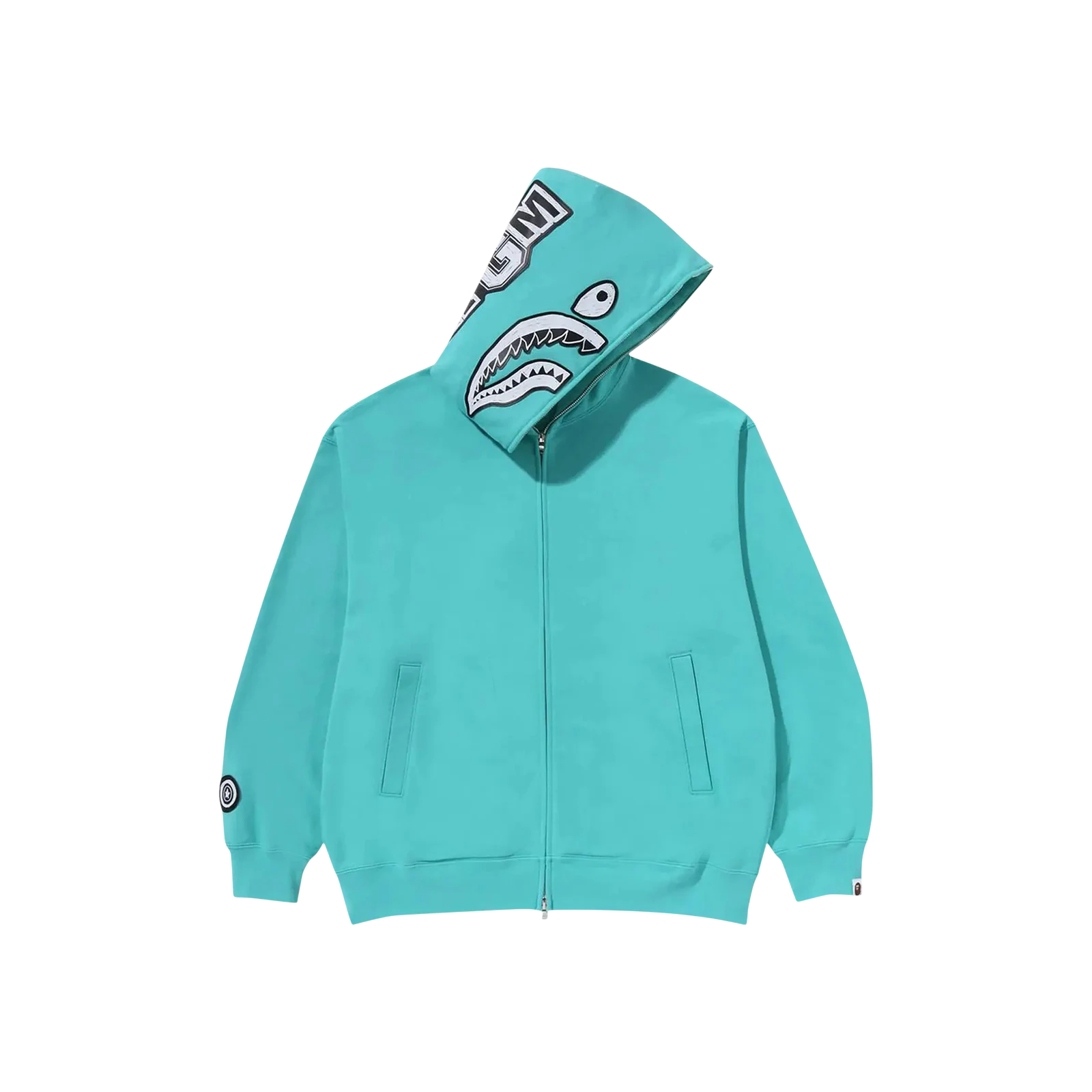 HAND DRAWN FACE RELAXED FIT SHARK FULL ZIP HOODIE « SAX »