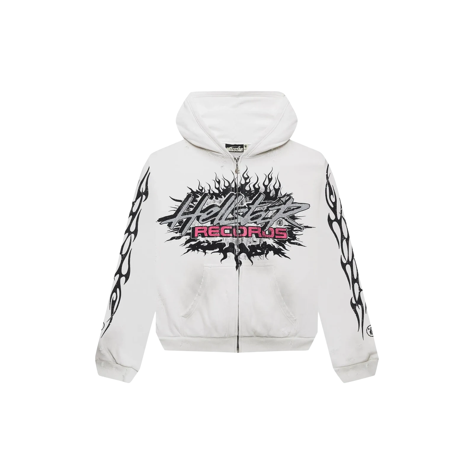 RECORDS GLITTER ZIP UP HOODIE « WHITE »
