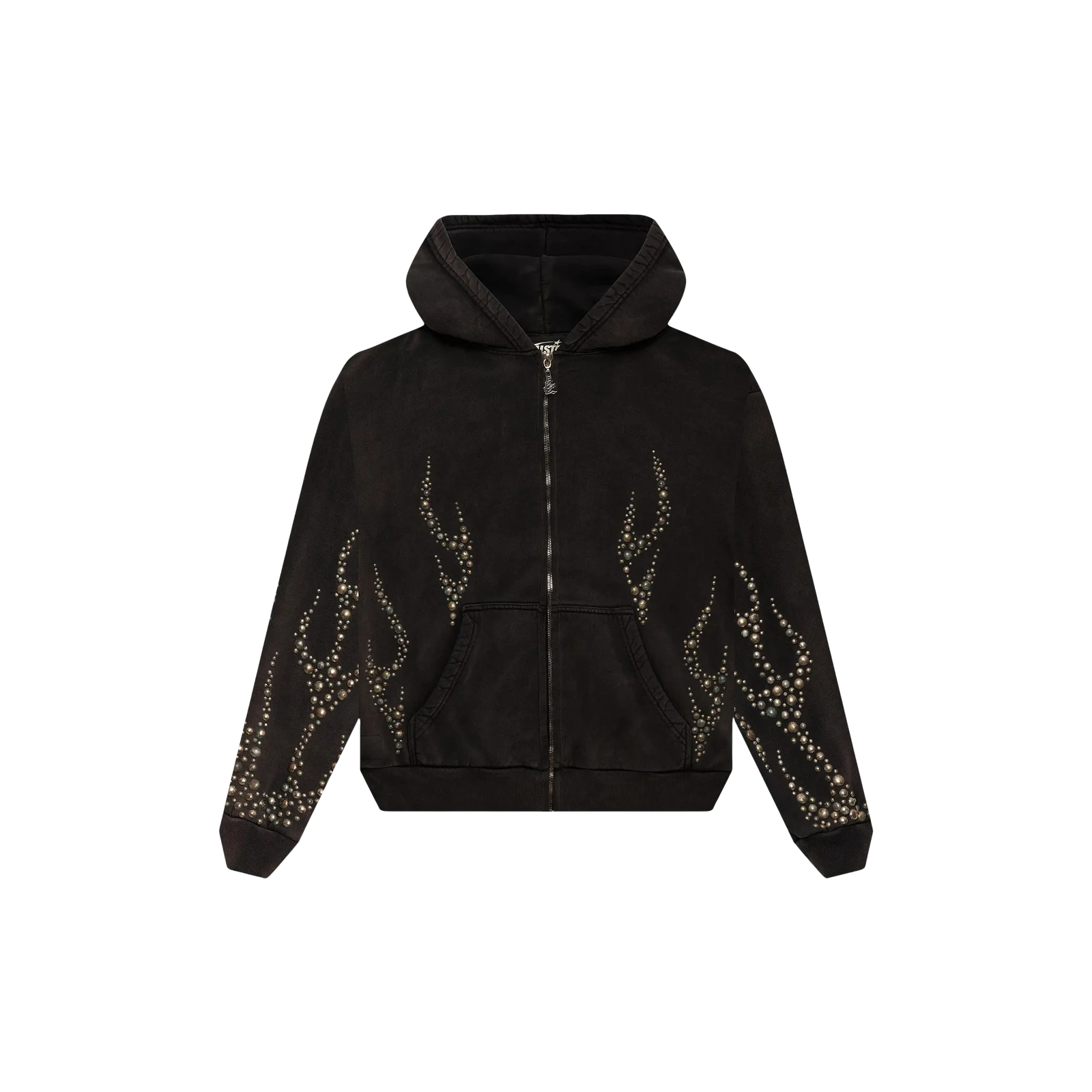 STUDDED FLAME ZIP-UP HOODIE « BLACK »