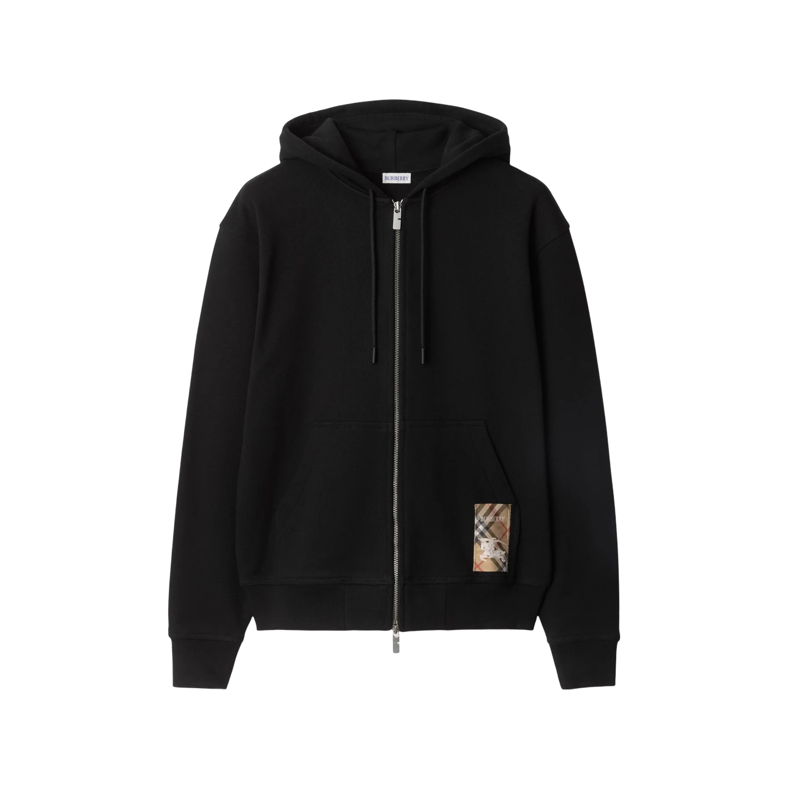 HOODIE ZIPPÉ EN COTON AVEC ÉTIQUETTE CHECK