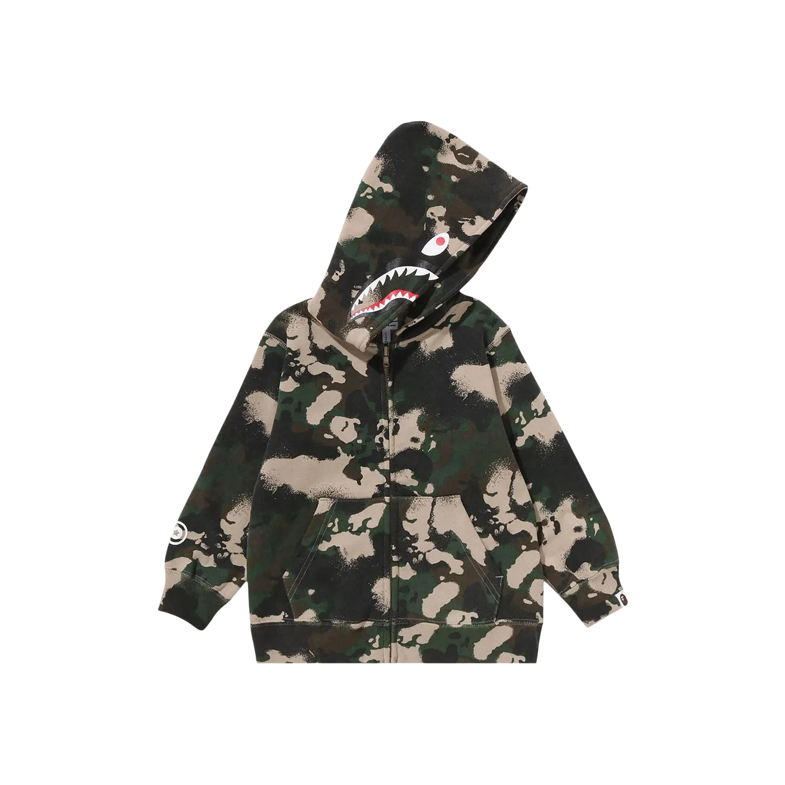 KIDS MAP CAMO SHARK ZIP HOODIE « GREEN »