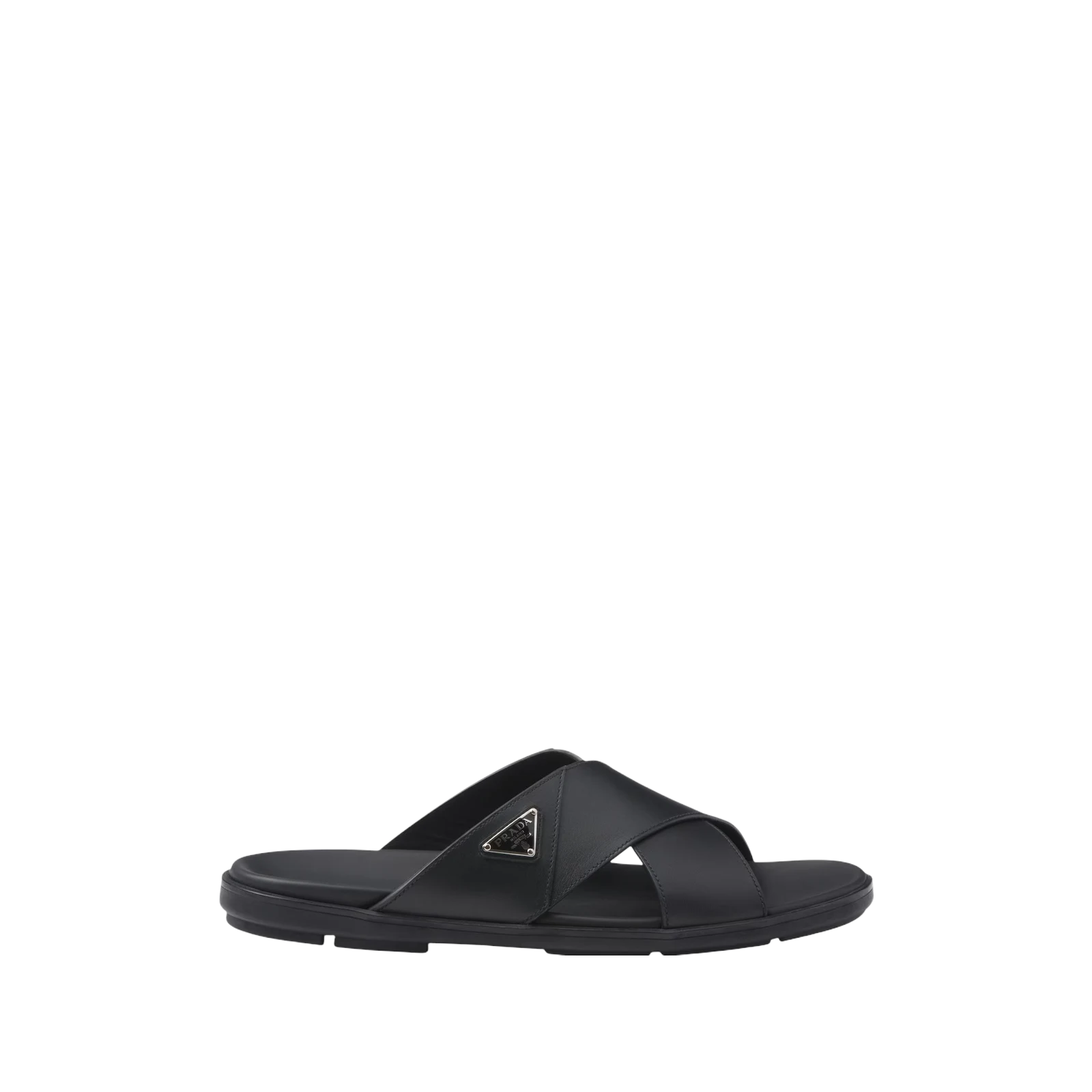 LEATHER CRISSCROSS SLIDES