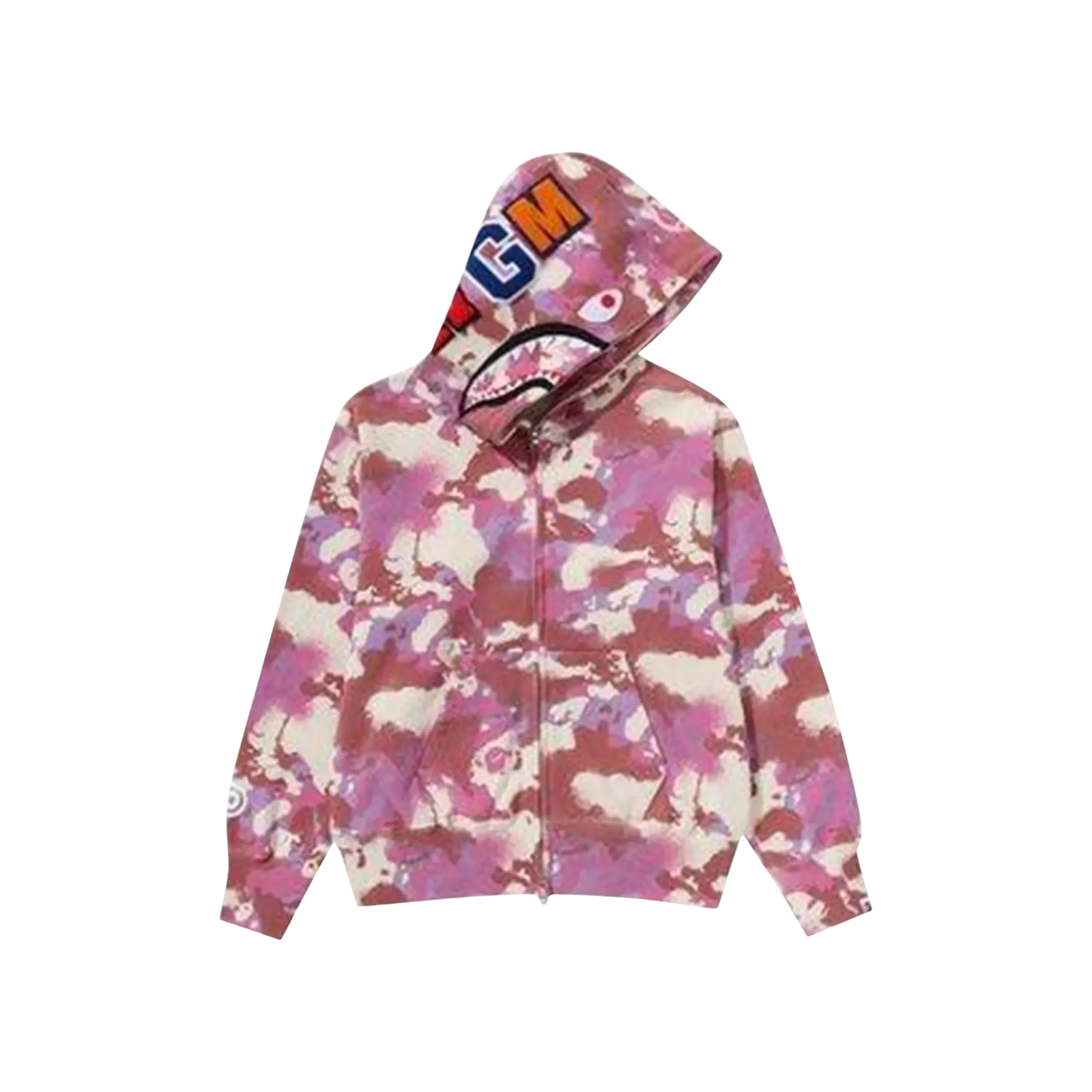 MAP CAMO SHARK FULL ZIP HOODIE « PINK »