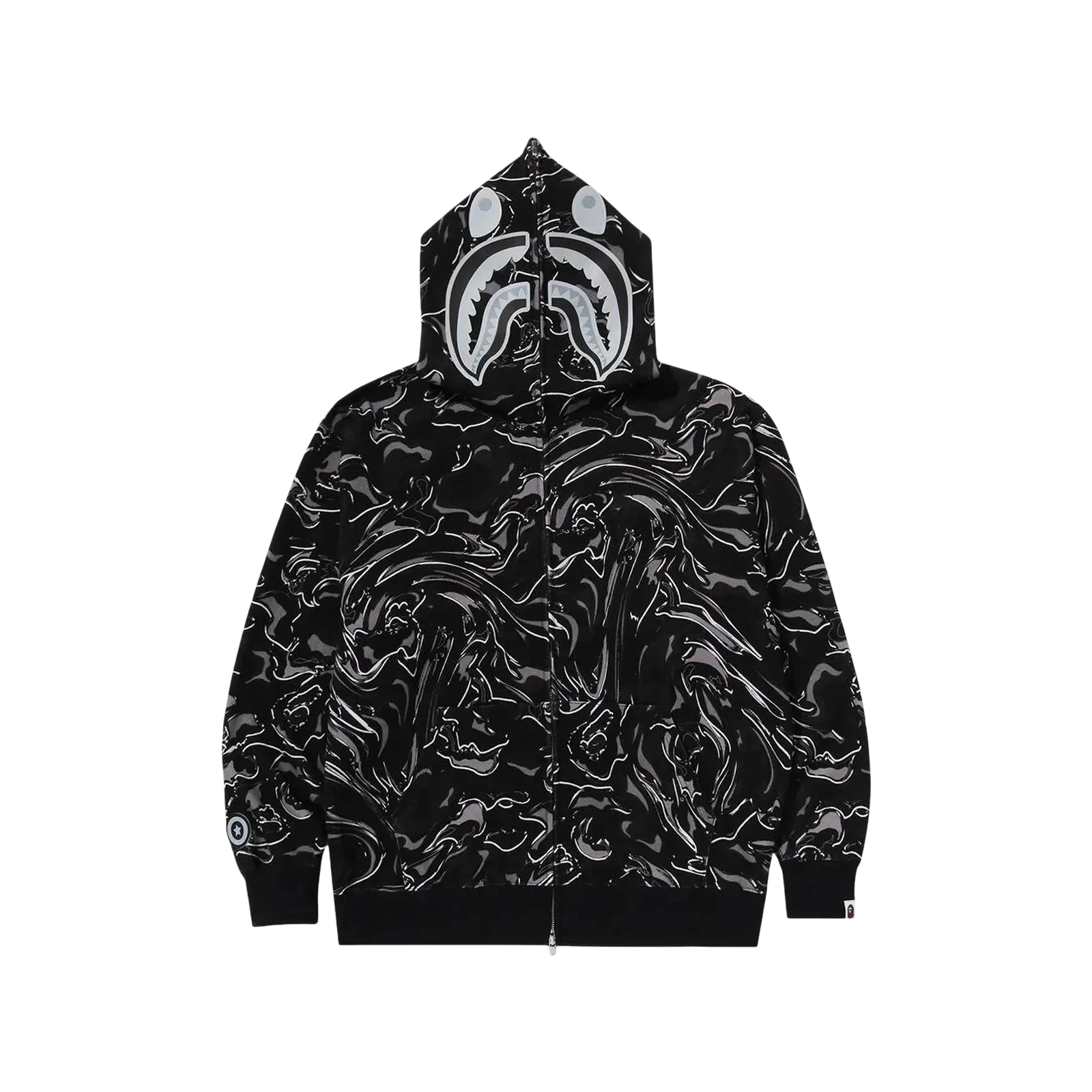 MARBLING CAMO SHARK RELAXED FIT FULL ZIP HOODIE « BLACK »
