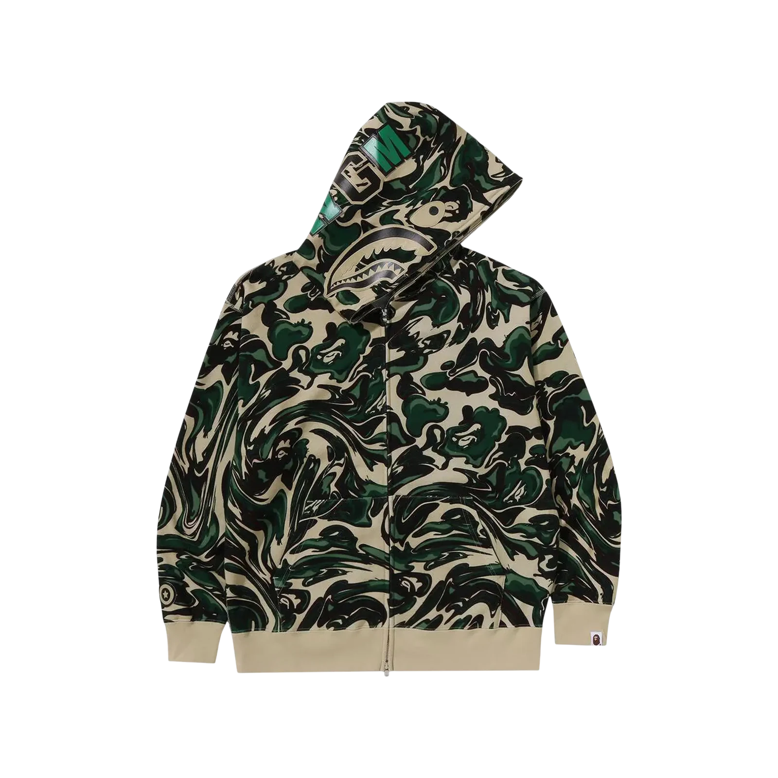 MARBLING CAMO SHARK RELAXED FIT FULL ZIP HOODIE « GREEN »