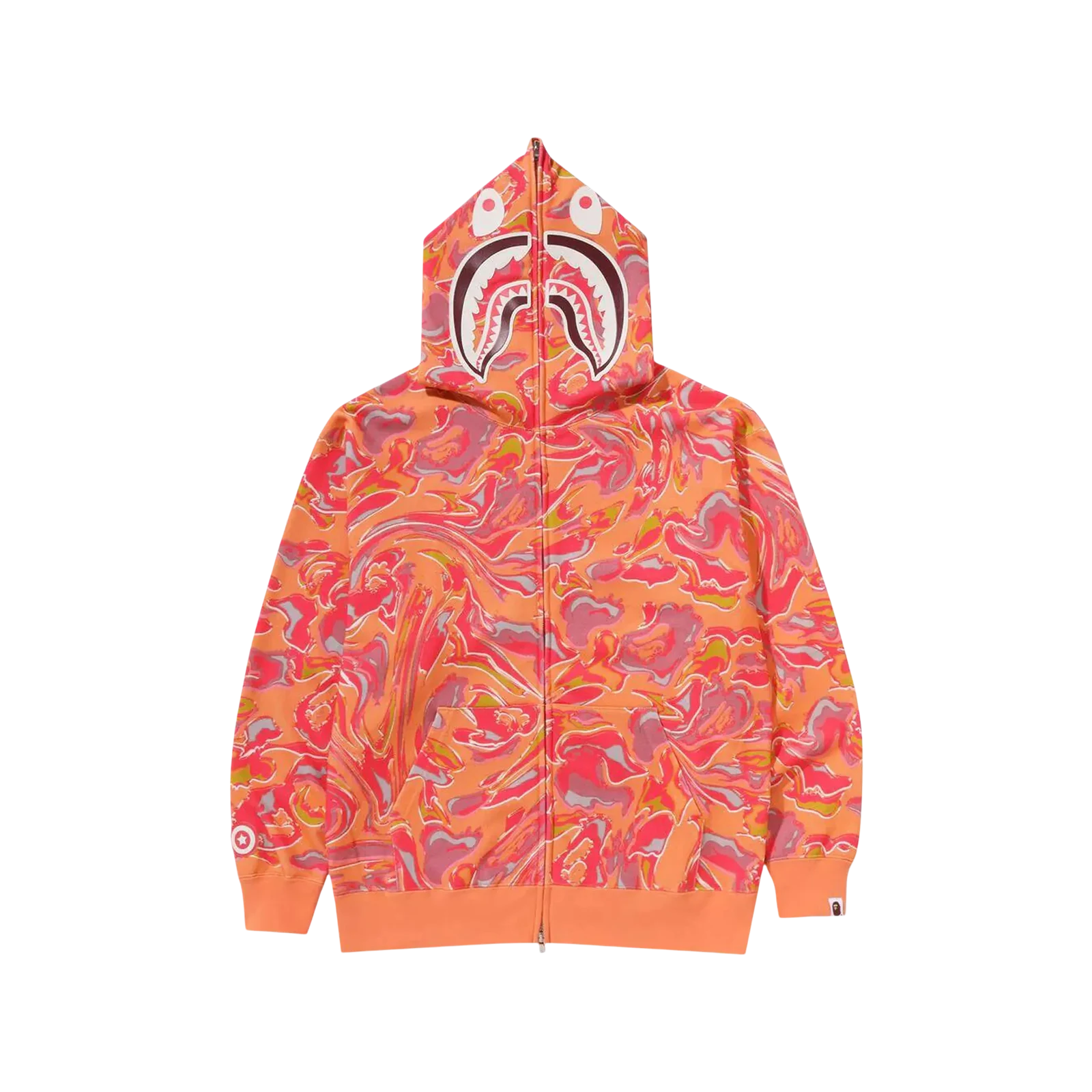 MARBLING CAMO SHARK RELAXED FIT FULL ZIP HOODIE « ORANGE »