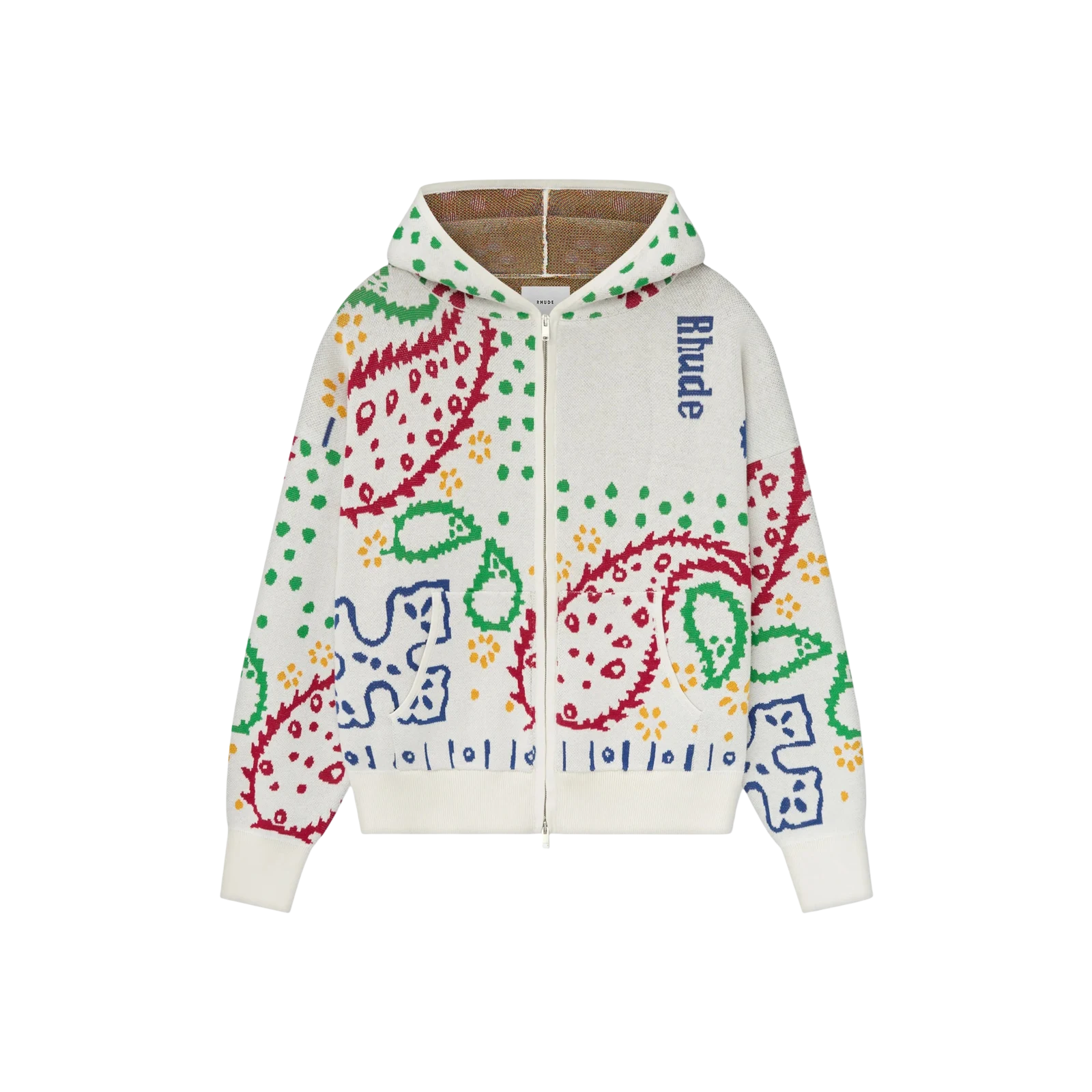 MULTI BANDANA KNIT ZIP UP HOODIE