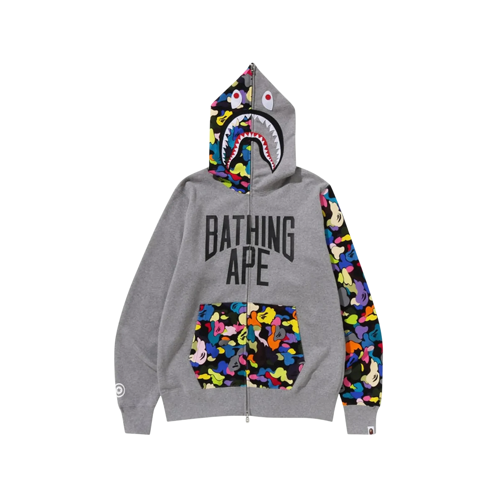 MULTI CAMO NYC LOGO SHARK FULL ZIP HOODIE « GREY »
