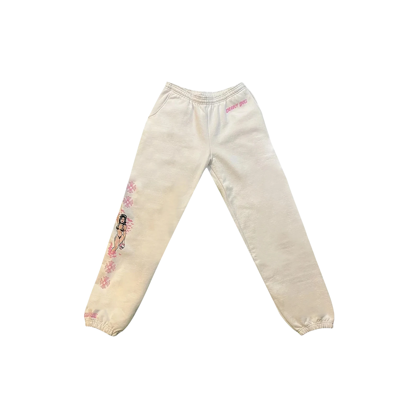 DEADLY DOLL SWEATPANTS « WHITE/PINK »
