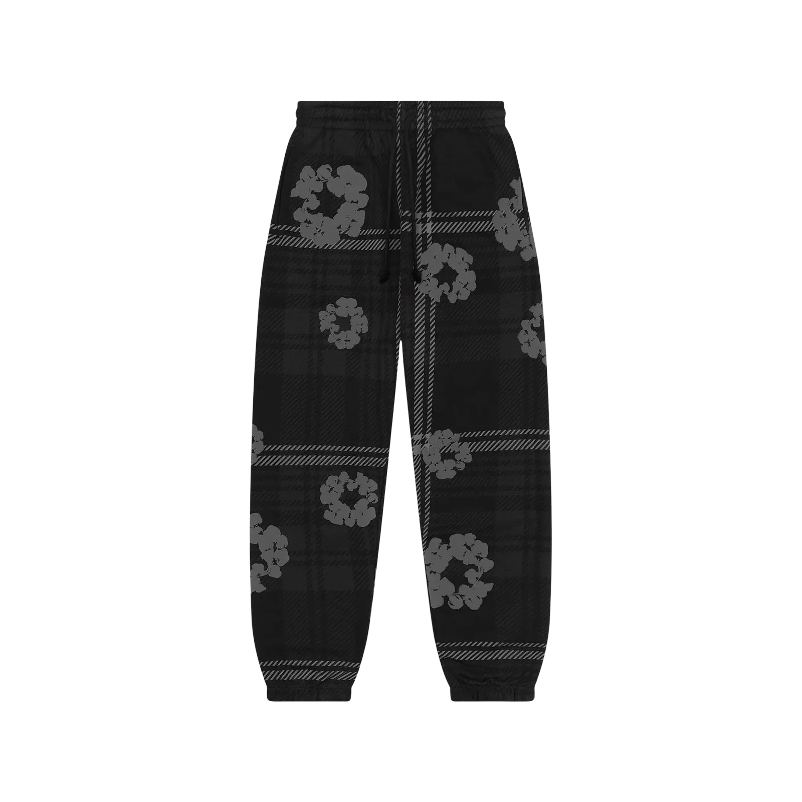 PLAID COTTON WREATH SWEATPANTS « BLACK »