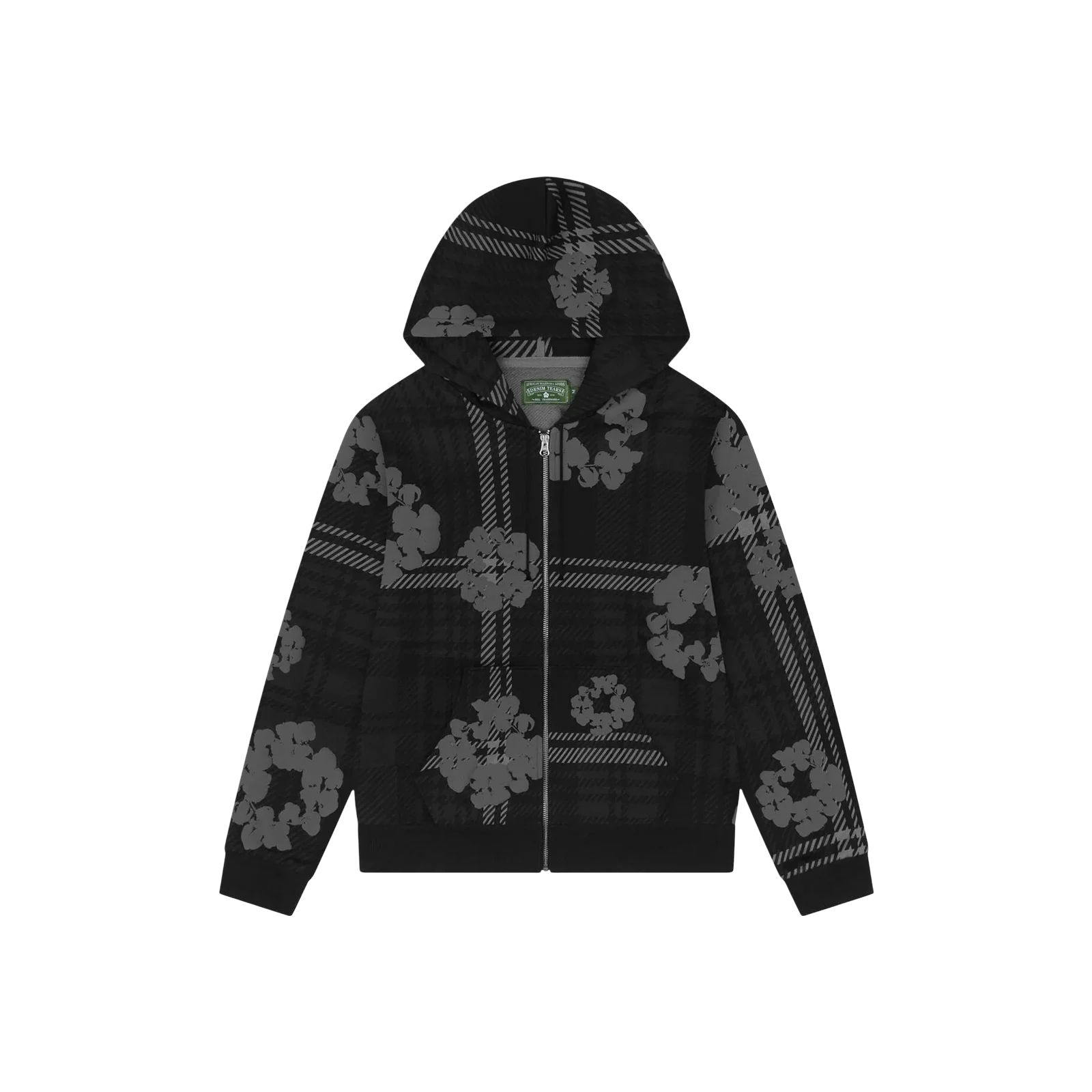 PLAID COTTON WREATH ZIP HOODIE « BLACK »