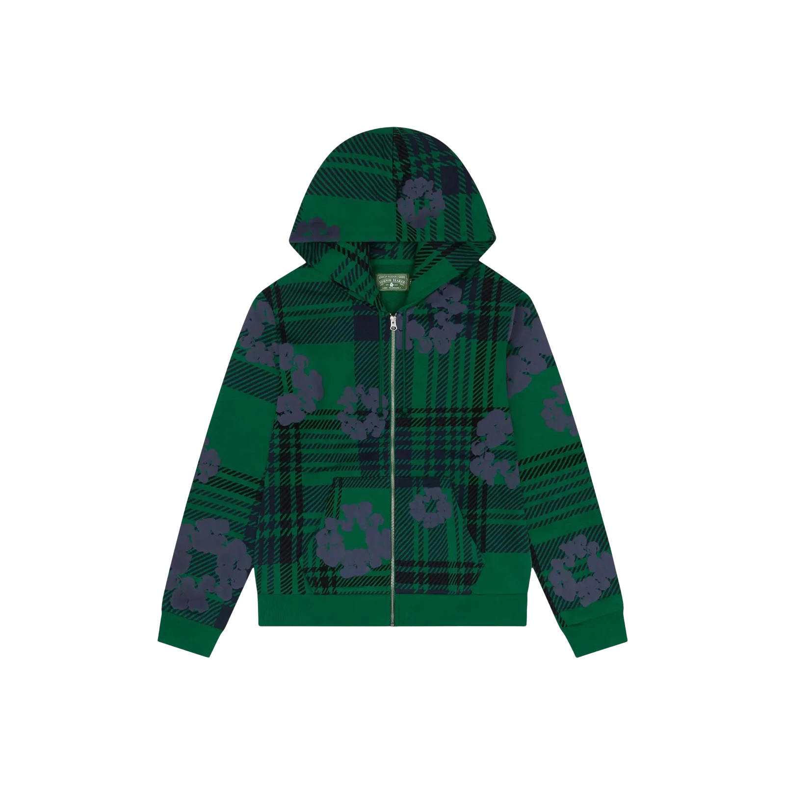 PLAID COTTON WREATH ZIP HOODIE « GREEN »