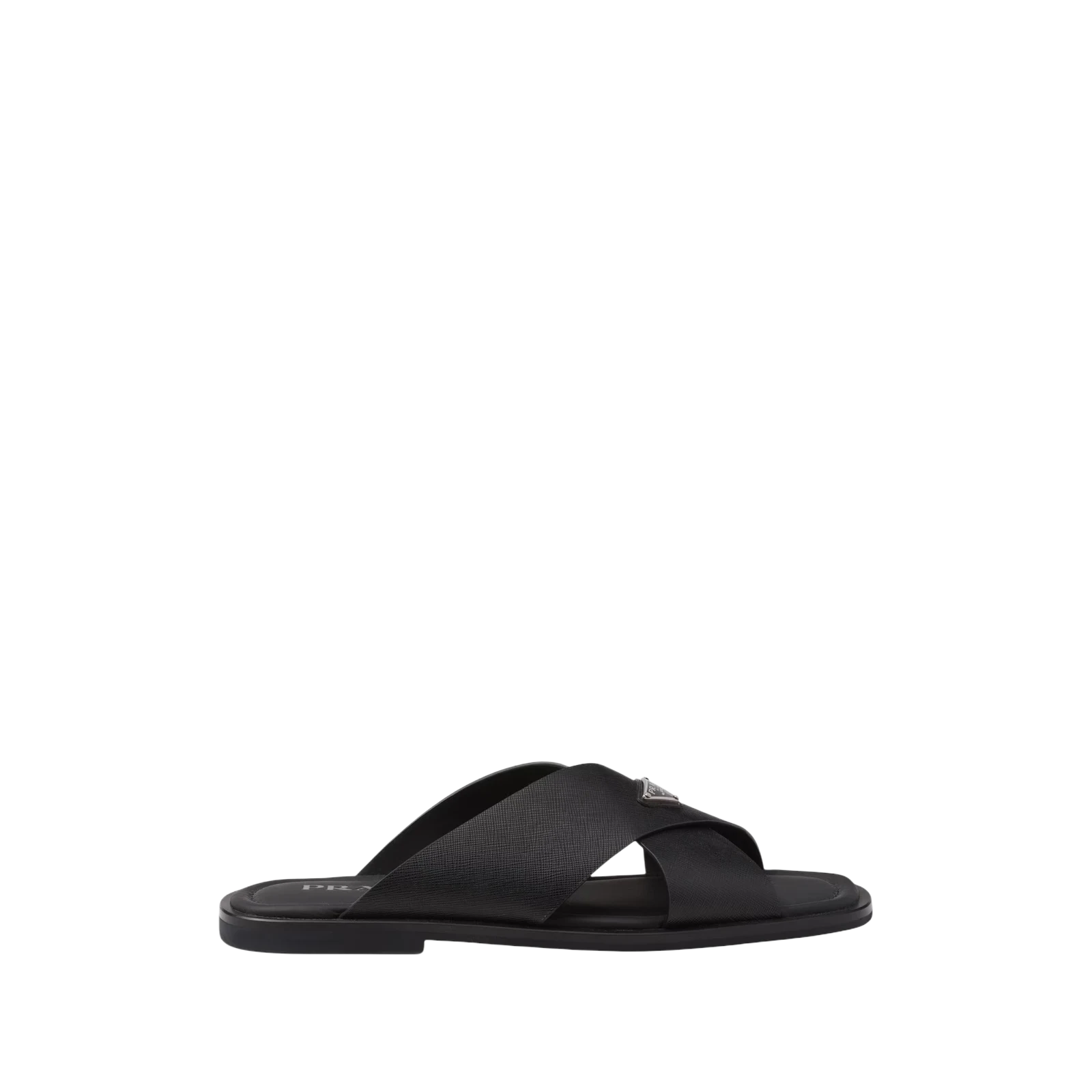 SAFFIANO LEATHER CRISSCROSS SLIDES