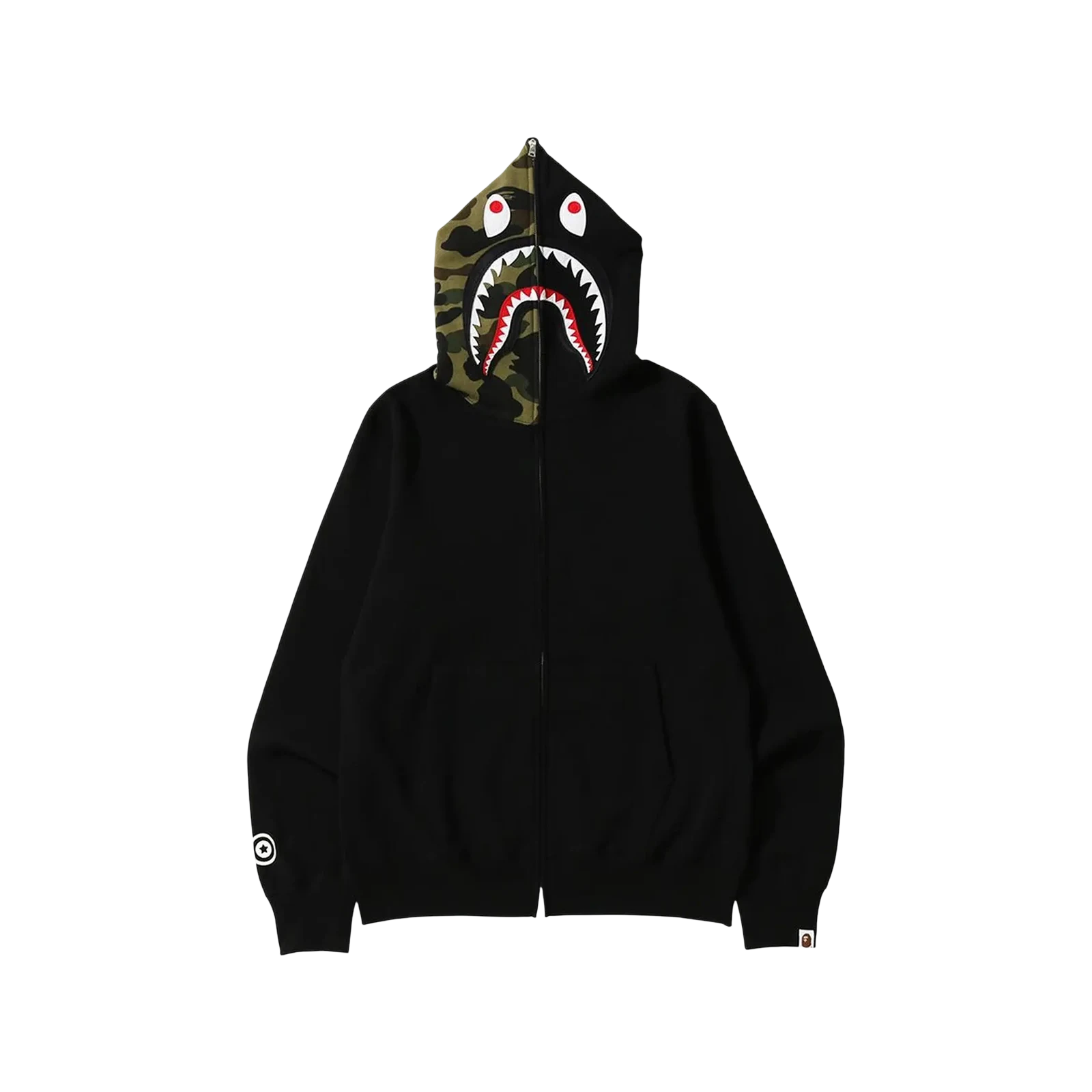 SHARK FULL ZIP HOODIE CAMO HOOD « BLACK »