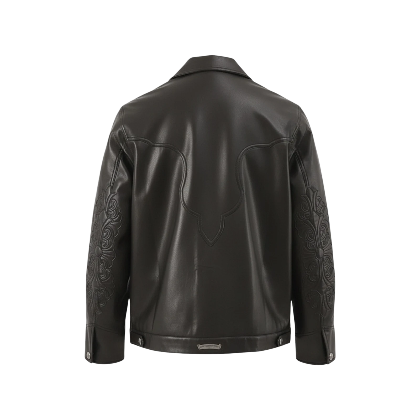 LEATHER EMBROIDERED JACKET « BLACK »