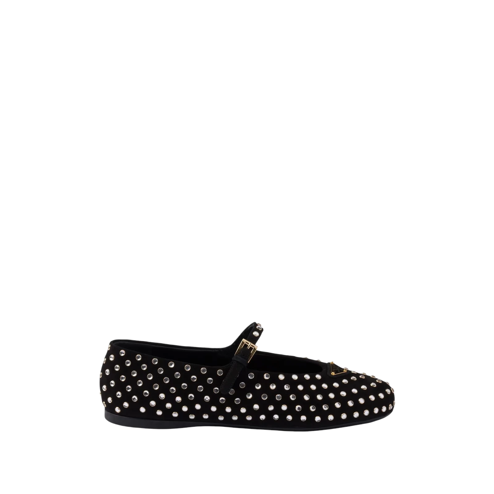 SUEDE BALLERINAS WITH CRYSTALS