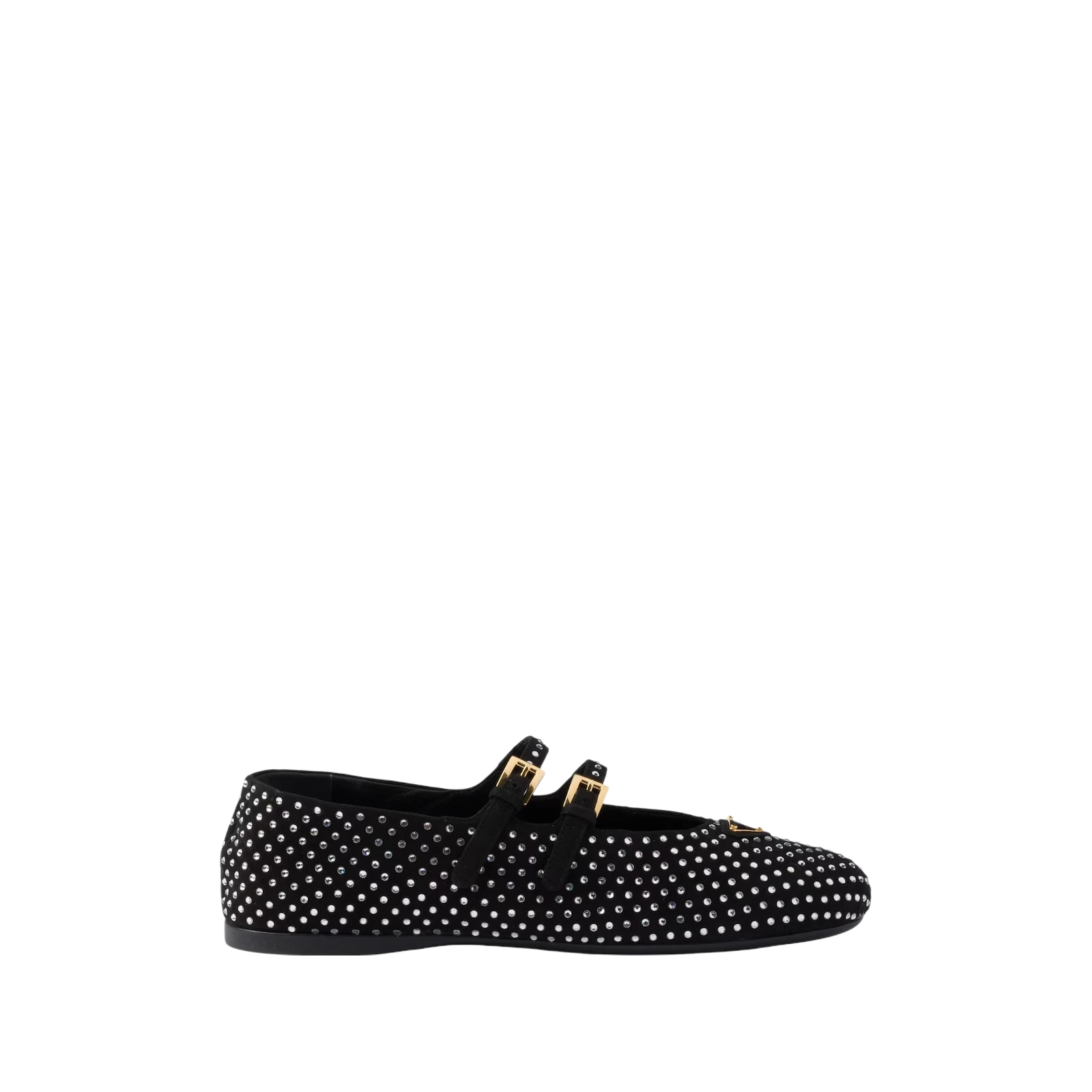 SUEDE BALLERINAS WITH CRYSTALS