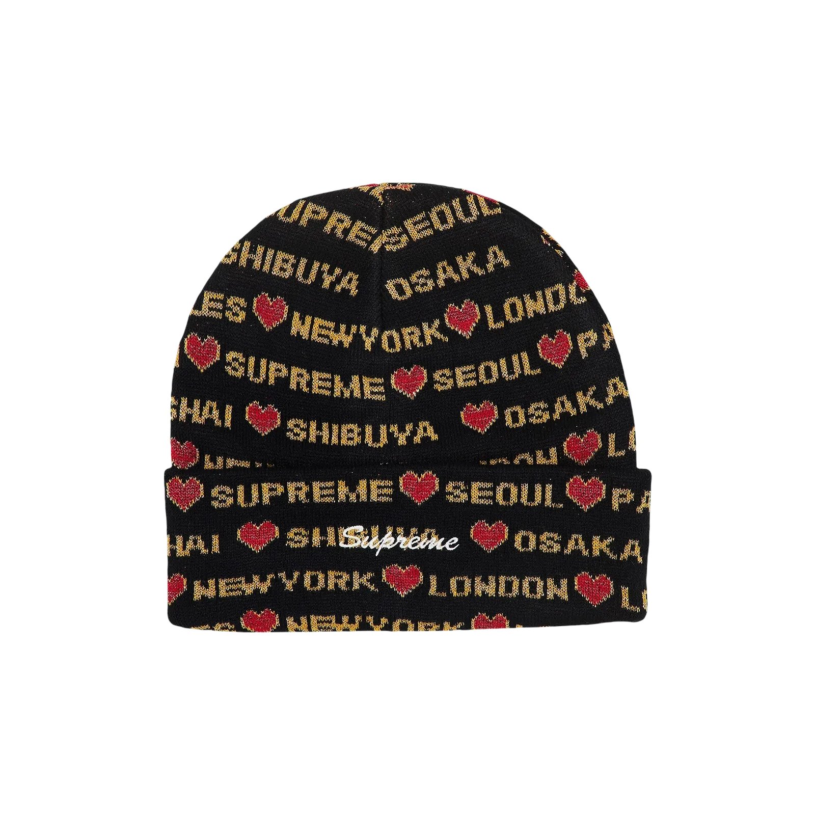 SUPREME HEARTS BEANIE « BLACK »