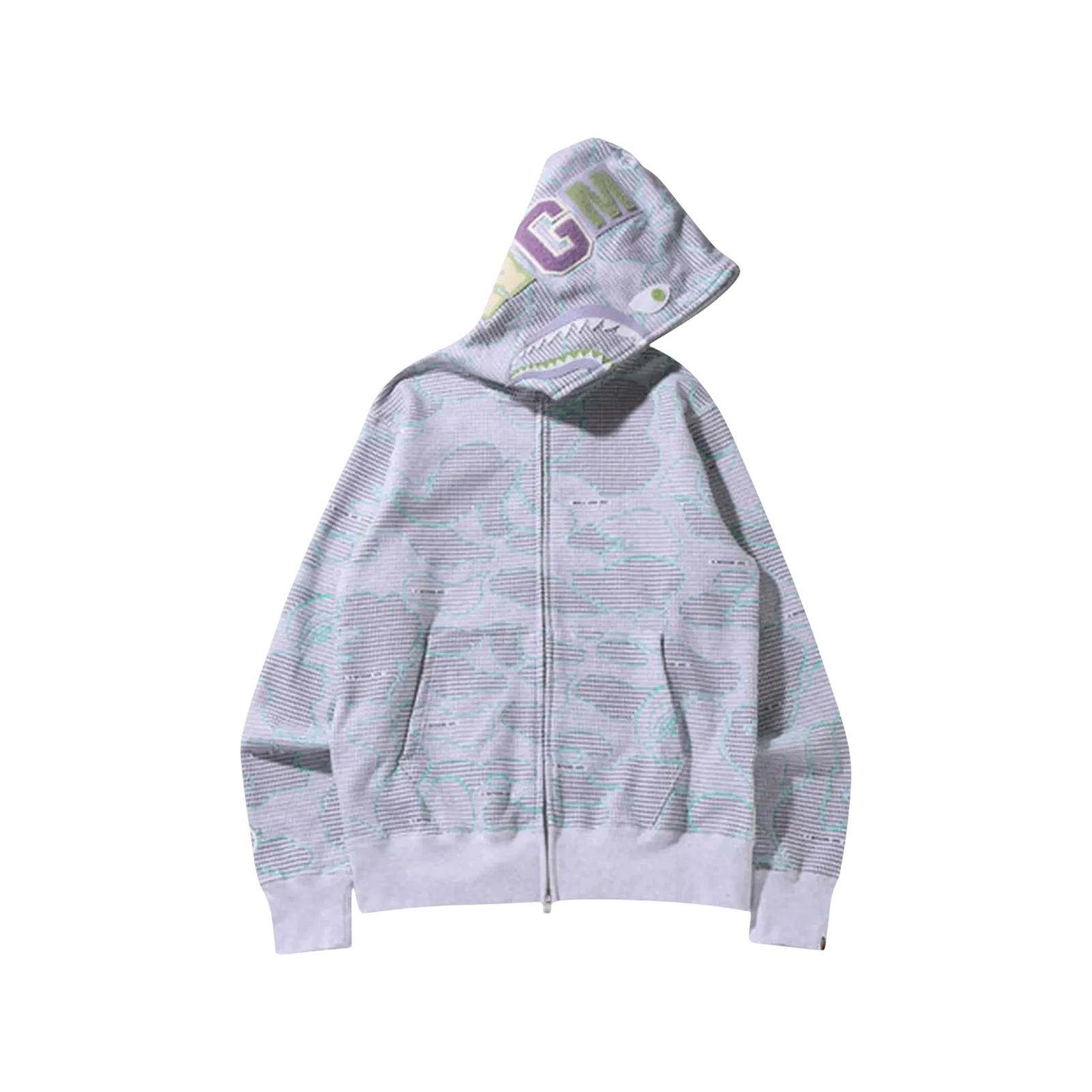 TEXT CODE CAMO SHARK FULL ZIP HOODIE « GREY »