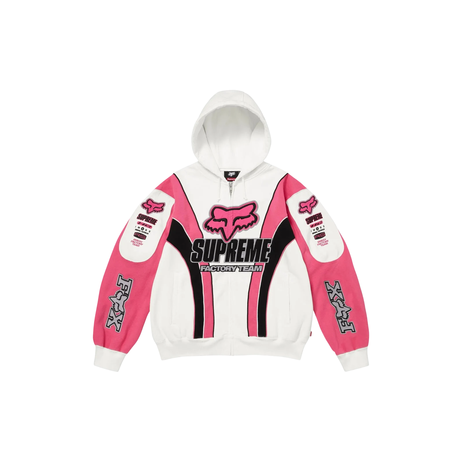 FOX RACING ZIP UP HOODED SWEATSHIRT « WHITE »