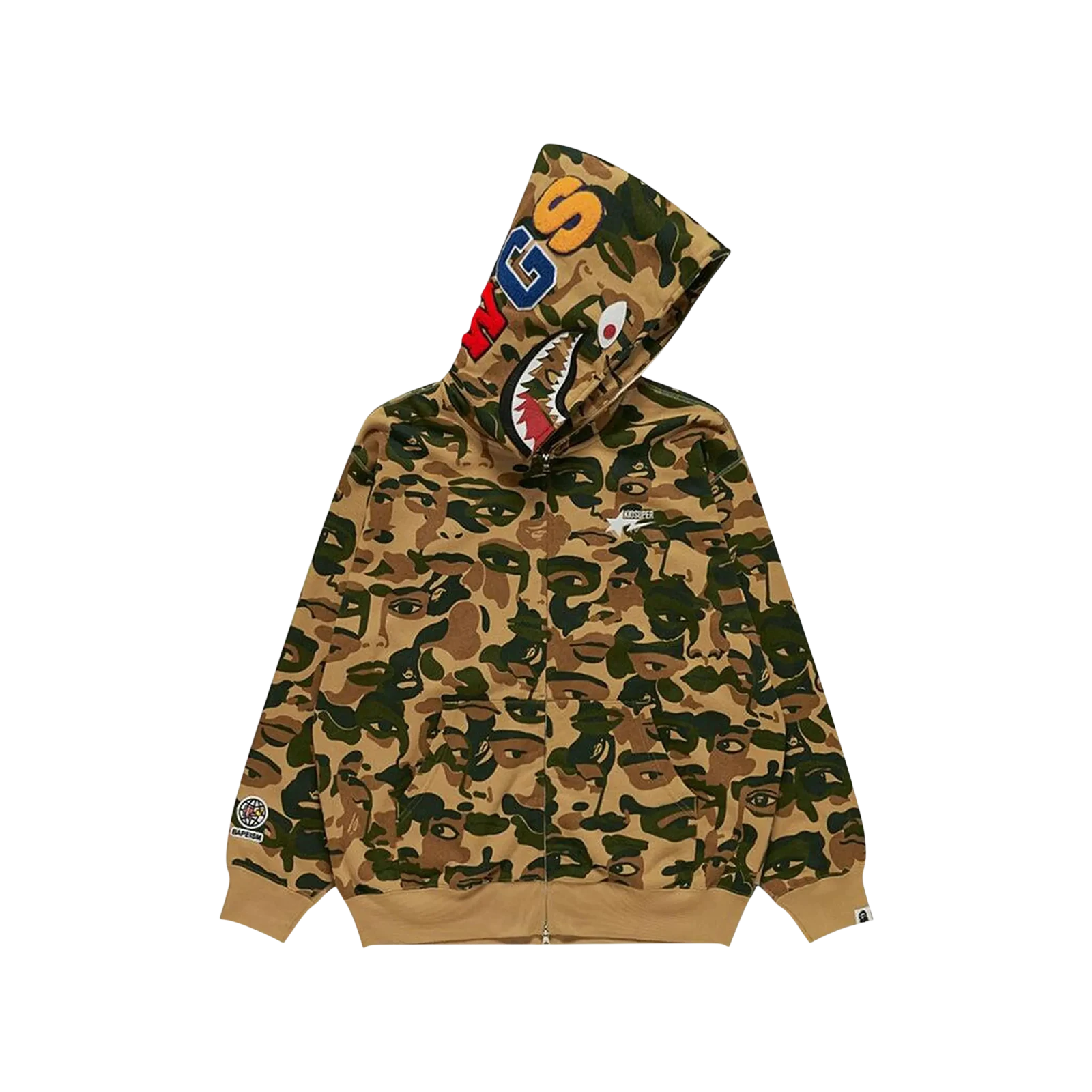 X KIDSUPER CAMO SHARK FULL ZIP HOODIE « GREEN »