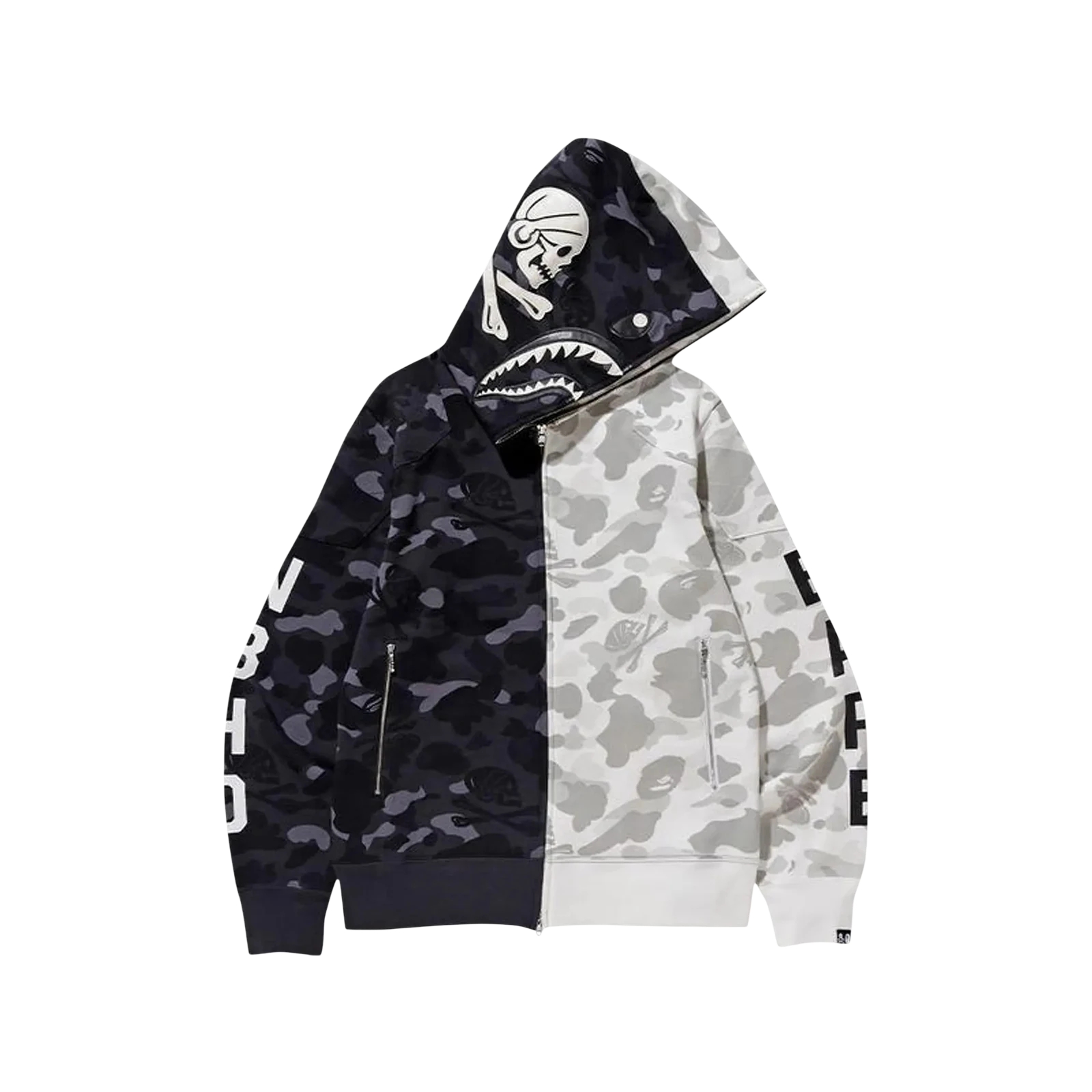 X NEIGHBORHOOD SPLIT CAMO SHARK FULL ZIP HOODIE « BLACK »